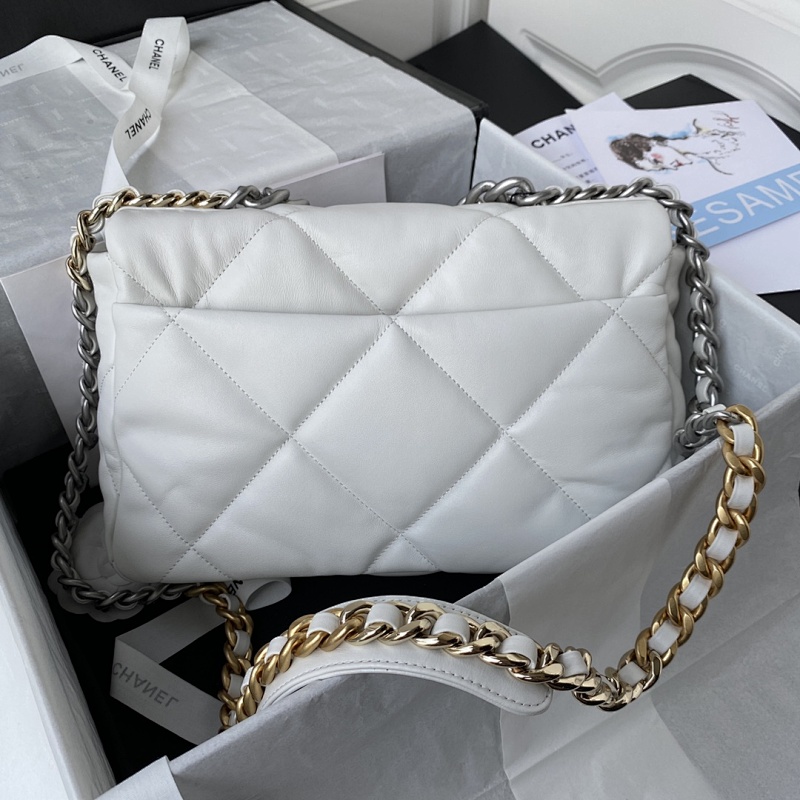 Chanel Chain Shoulder Bag White Oversized