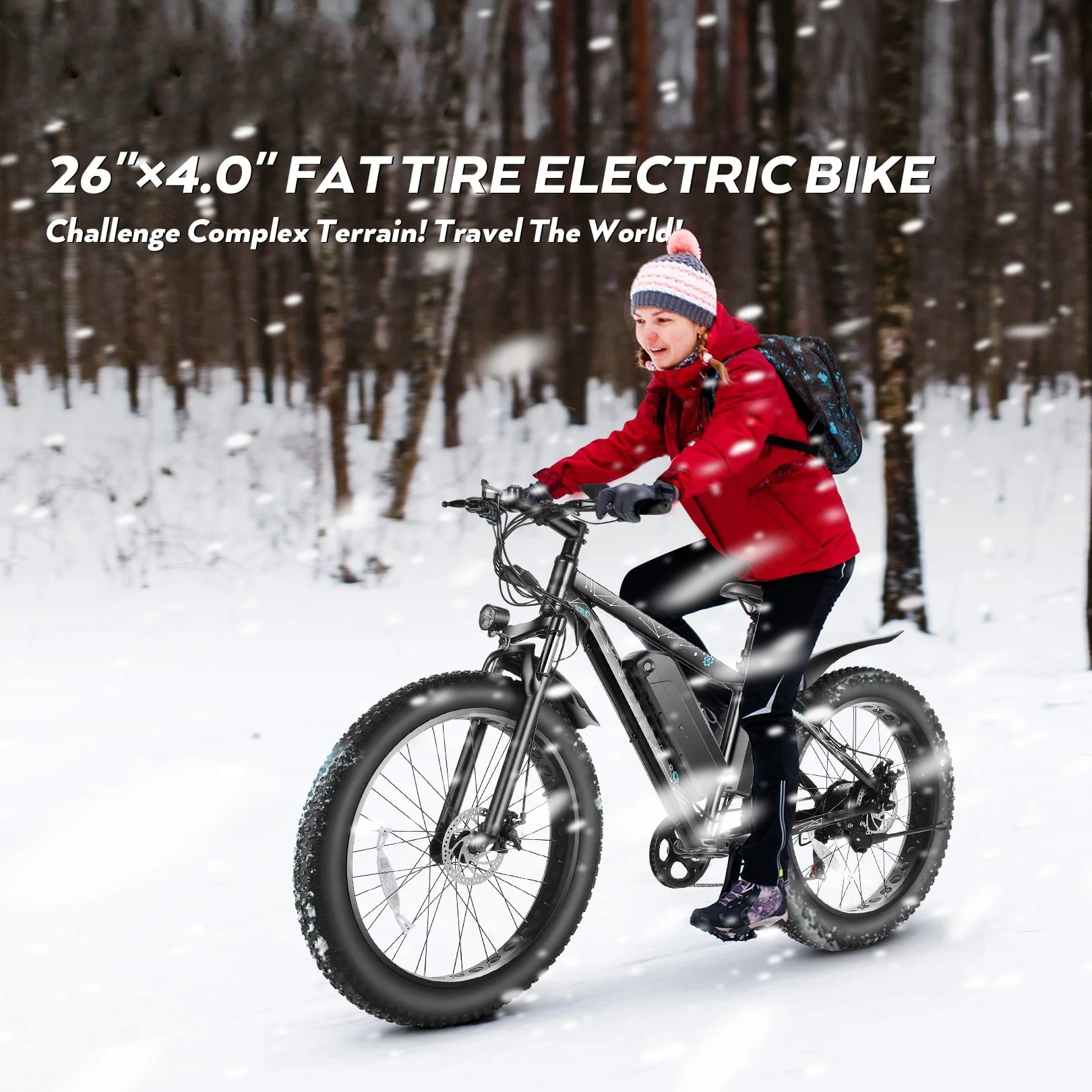 Gocio 26in Fat Tire Electric Mountain Bike, 500W, 48V 13Ah