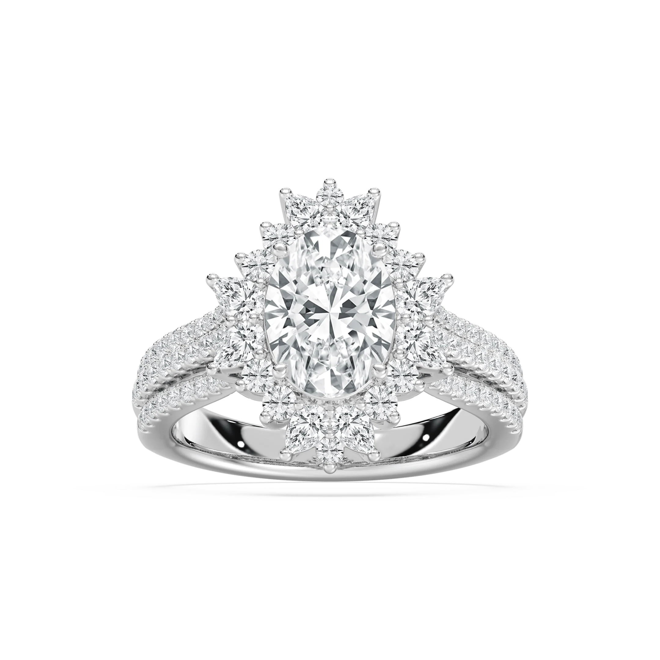 Evie 3 ctw Oval Lab Grown Diamond Three Row Halo Engagement Ring
