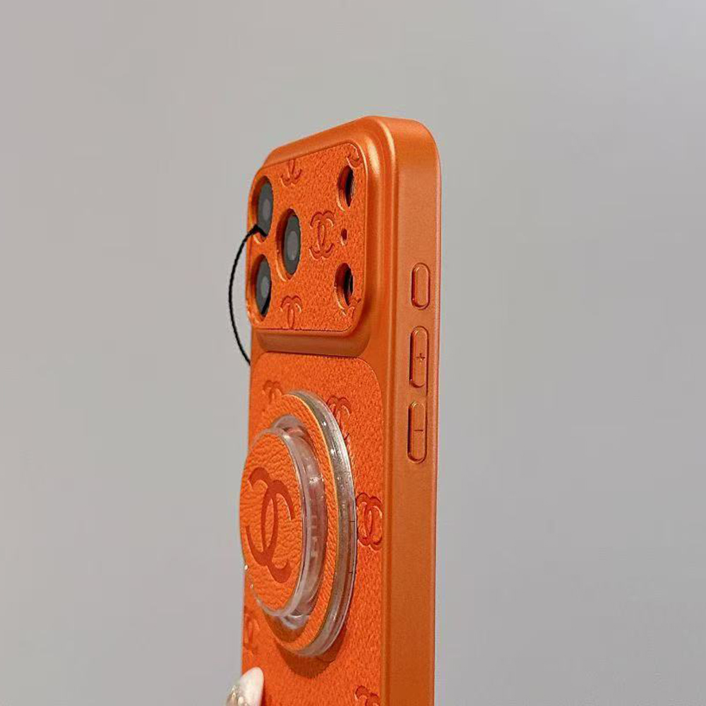 Chanel Embossed Monogram MagSafe Ring Holder Premium Leather Luxury Phone Case