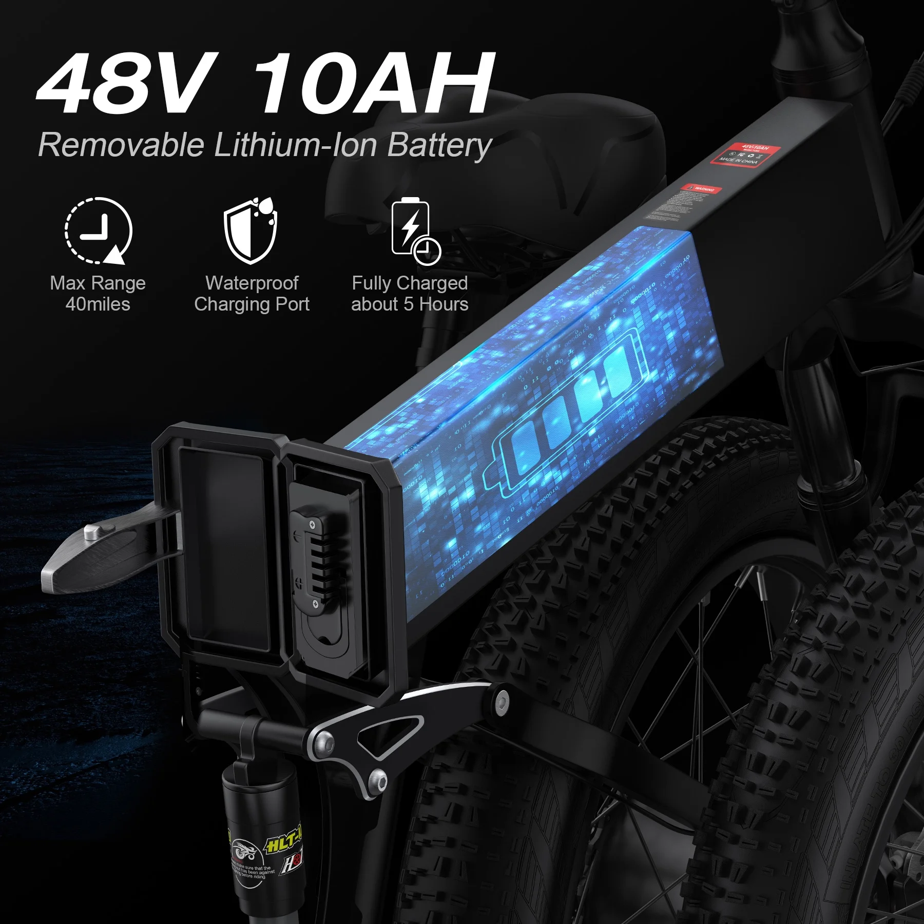 TotGuard 26in Folding Fat Tire Electric Bike, 500W, 48V 10Ah
