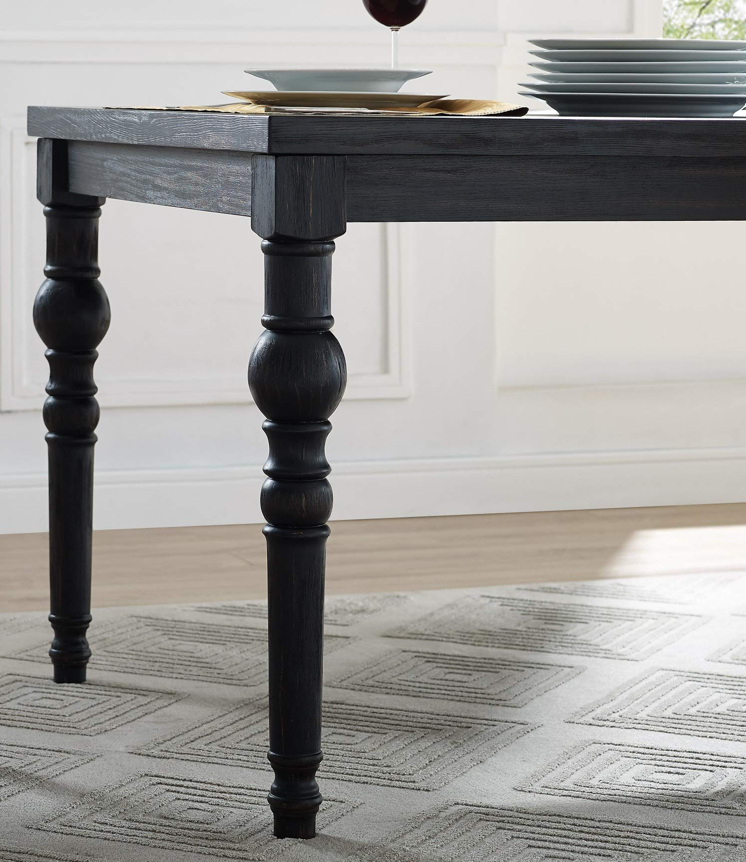 Aneta Urban Style Dark Washed Wood Dining Set: Table