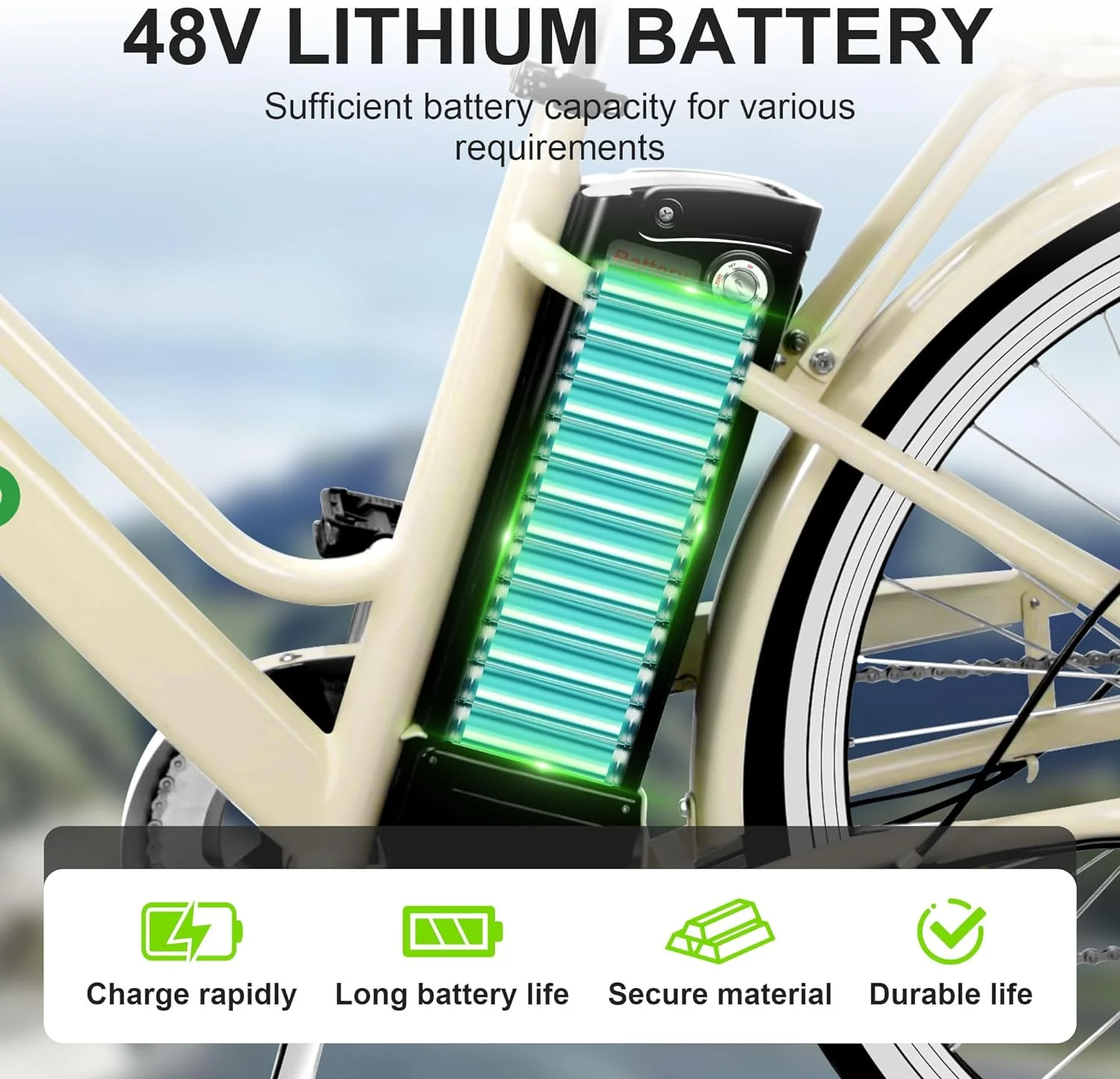 Gpower 22in Electric City Bike, 750W Peak, 48V