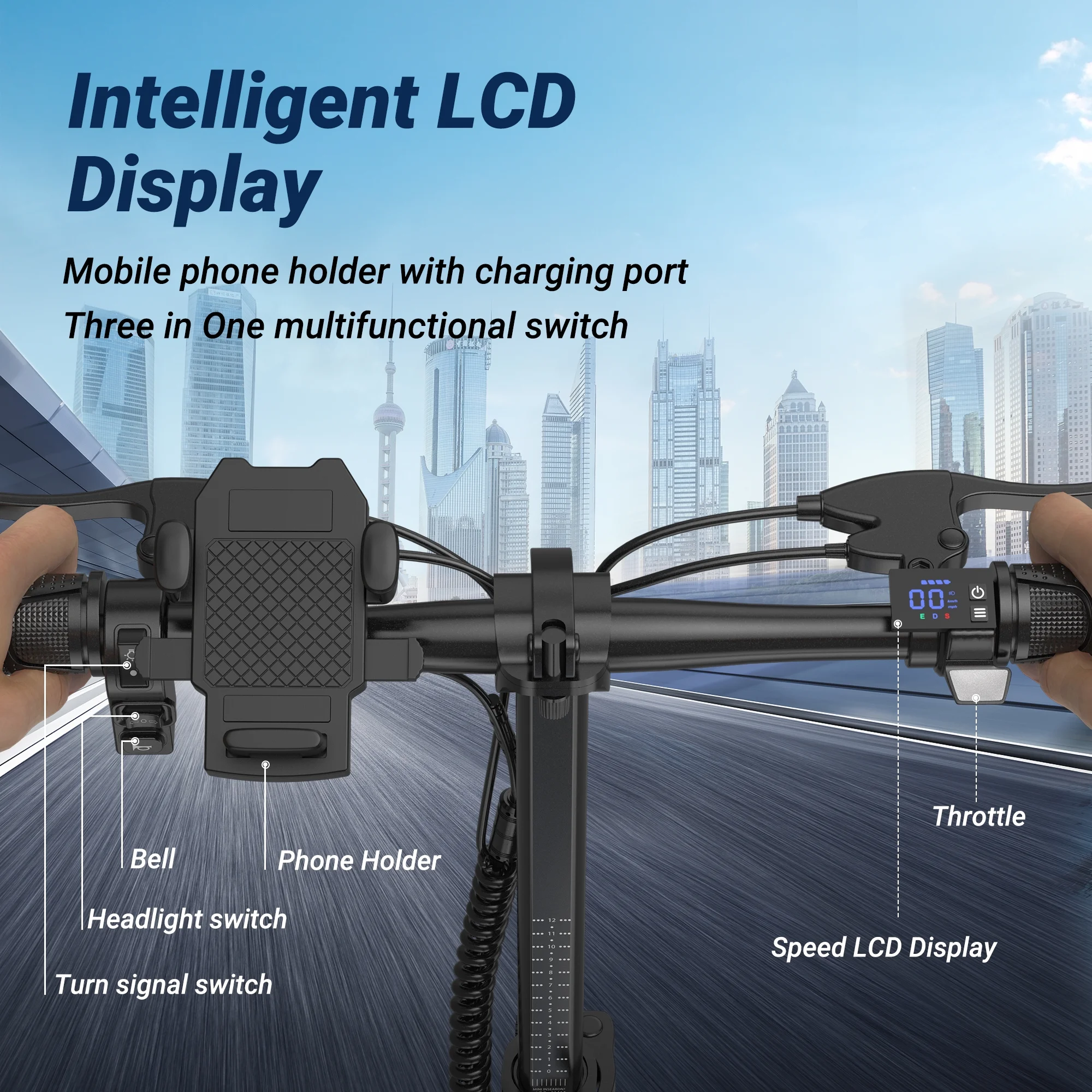 AOVOPRO EB60 14in Folding Electric Bike, 500W, Two Seats