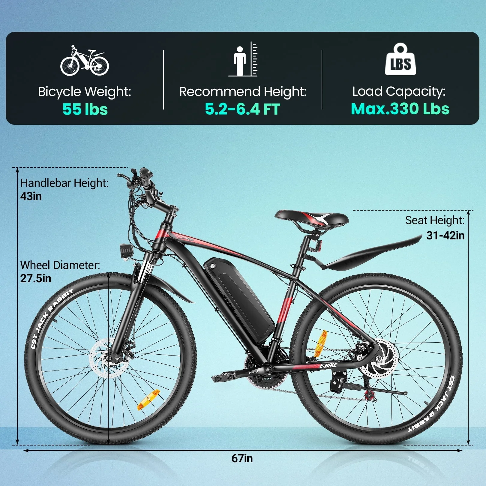 Gocio 27.5in Electric Mountain Bike, 500W, 48V