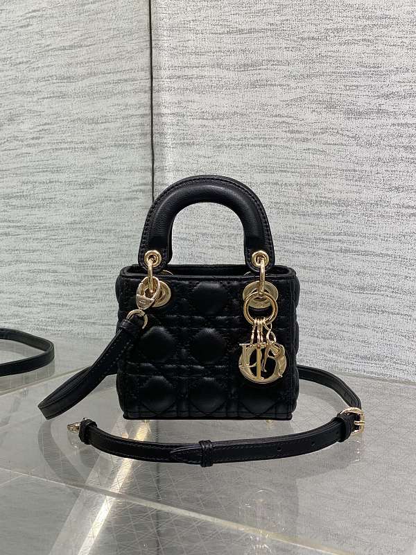 Lady Dior Mini Bag Black Gold Hardware