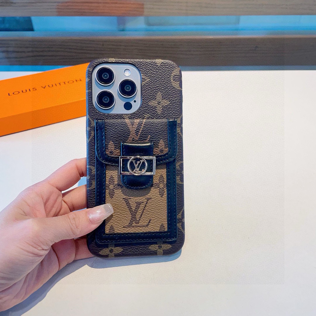 Louis Vuitton Monogram Flip Card Holder Wallet Phone Case