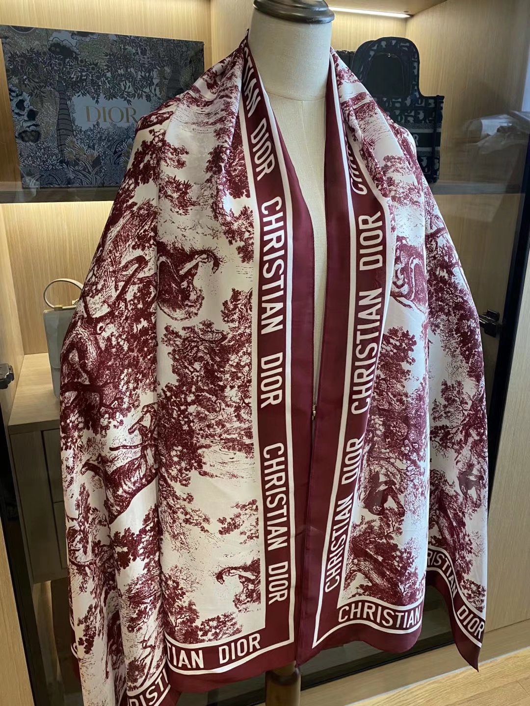 Dior Toile Print Scarf Burgundy 90 x 180 cm product images