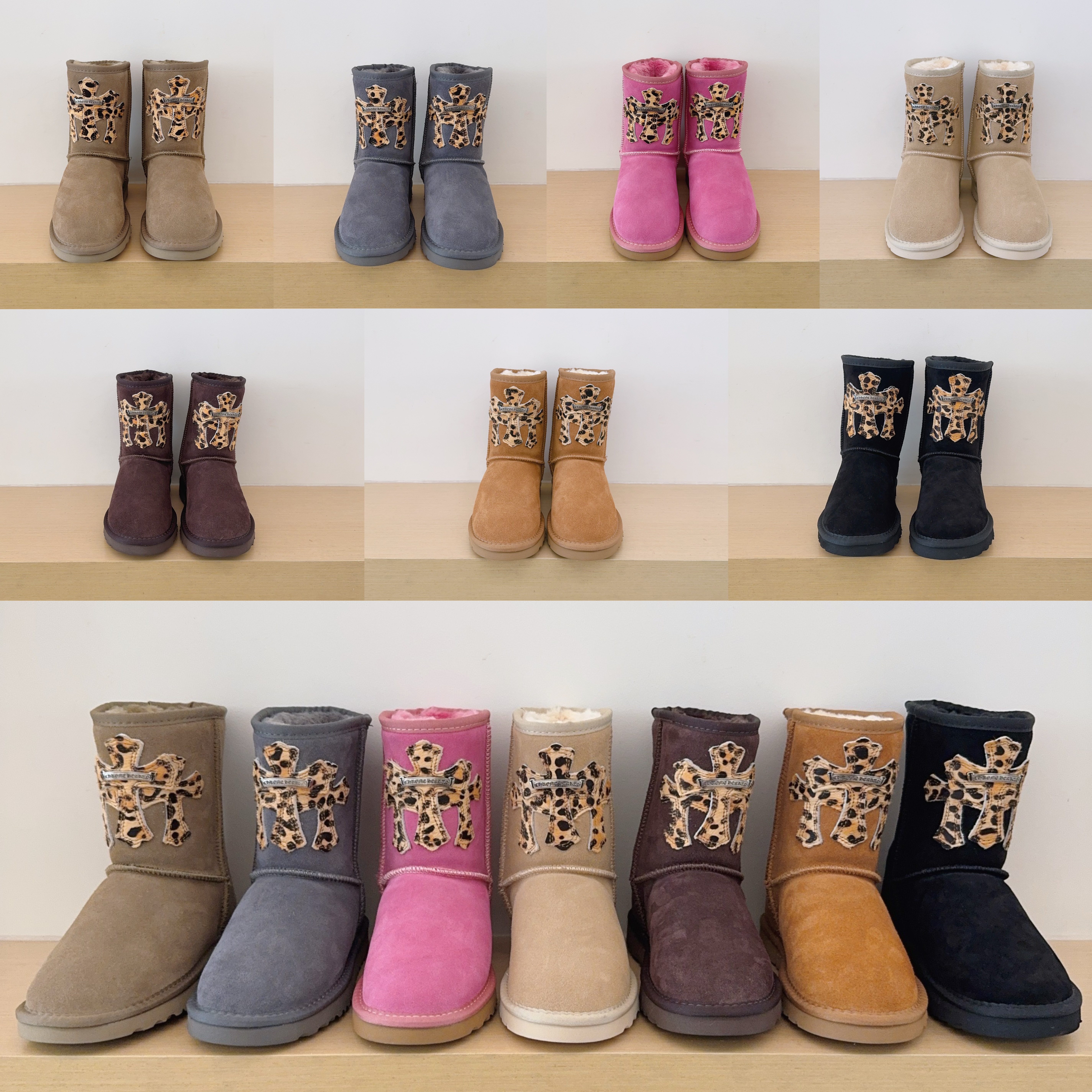 UGG Kids Leopard Print Cross Motif