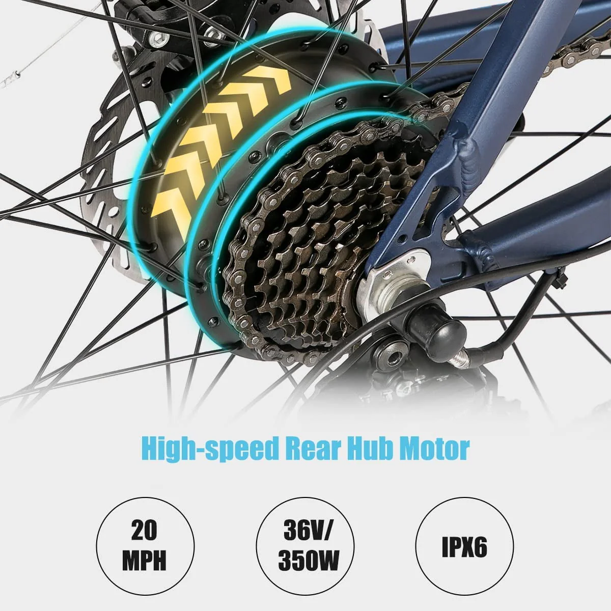 Hiland 27.5in Electric Commuter Bike, 350W, Blue