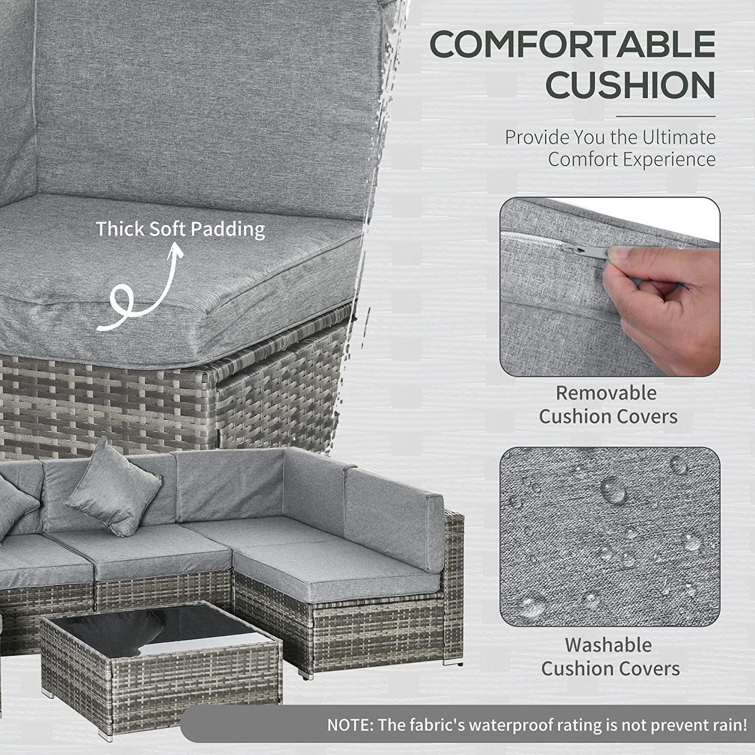 7 Pcs Rattan Furniture Set