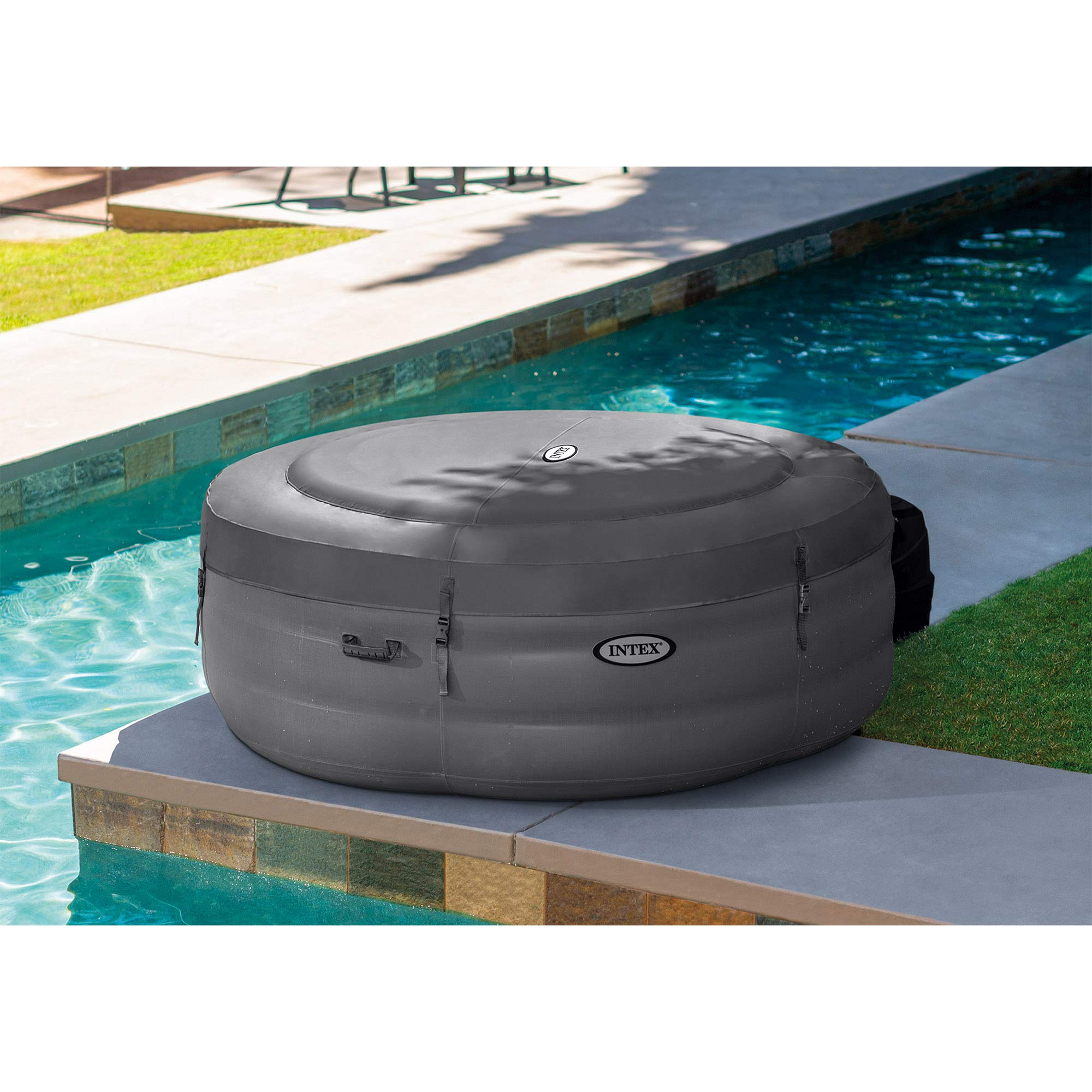 Simple Spa 4-Person Portable Inflatable Round Heated Hot Tub Spa