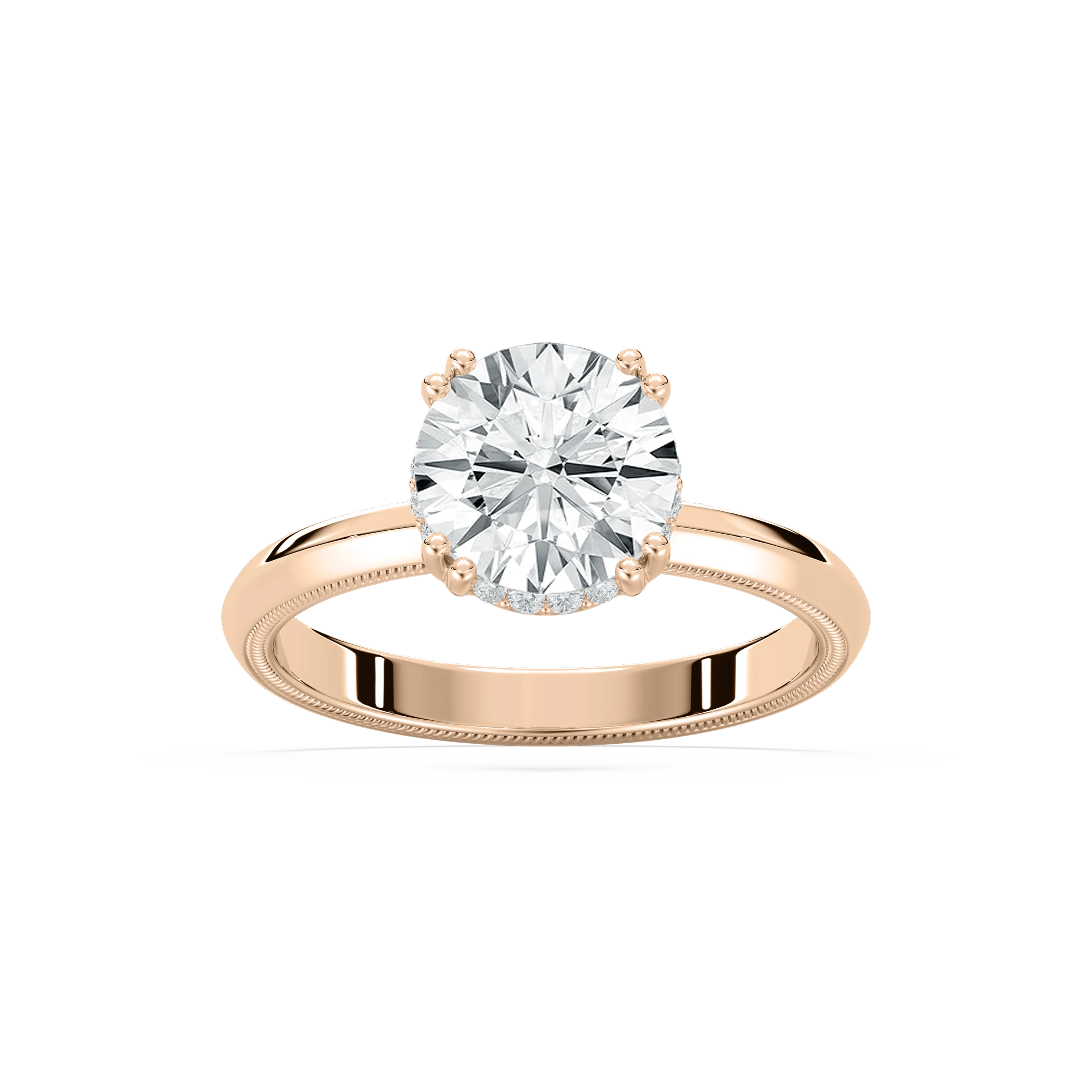 Juno 2 ctw Round Lab Grown Diamond Double Prong Hidden Halo Engagement Ring