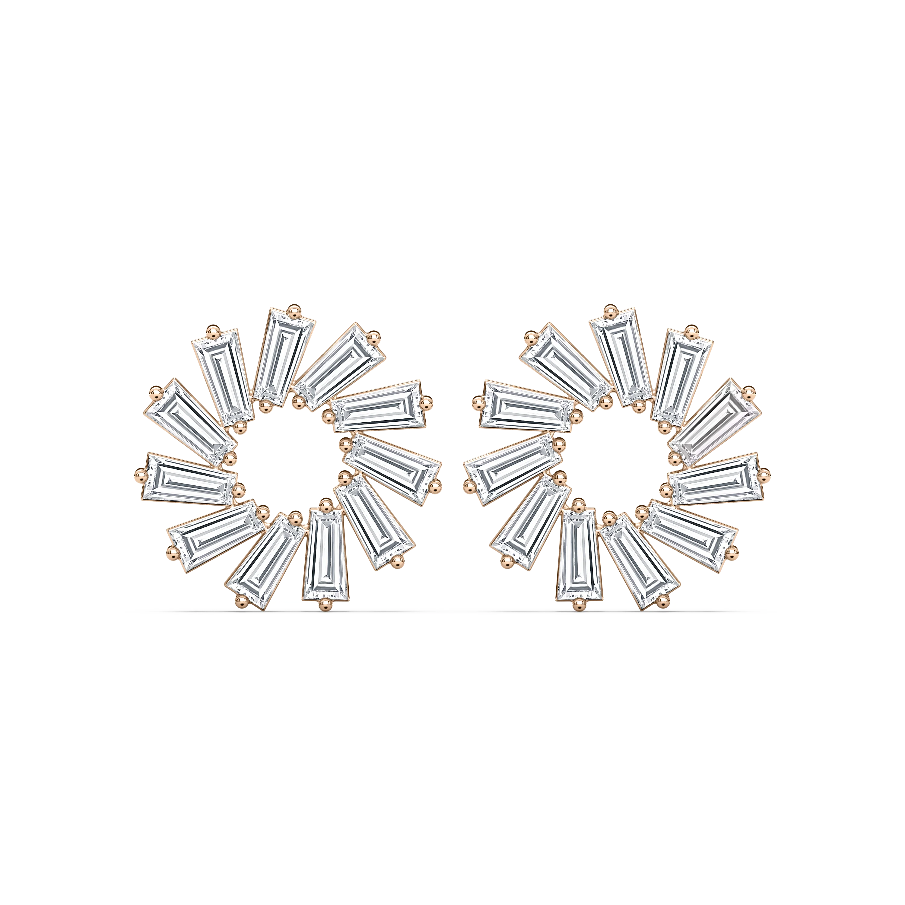 1/4 ctw Tapered Baguette Lab Grown Diamond Circular Earrings