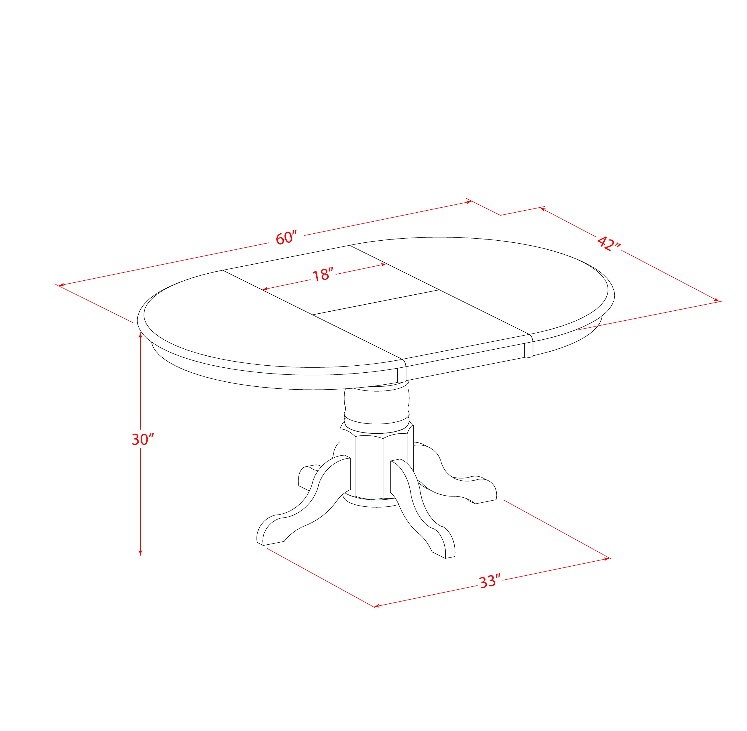 5 Pc Dining Room Set for 4-Oval Dining Table & 4 Dining Chairs