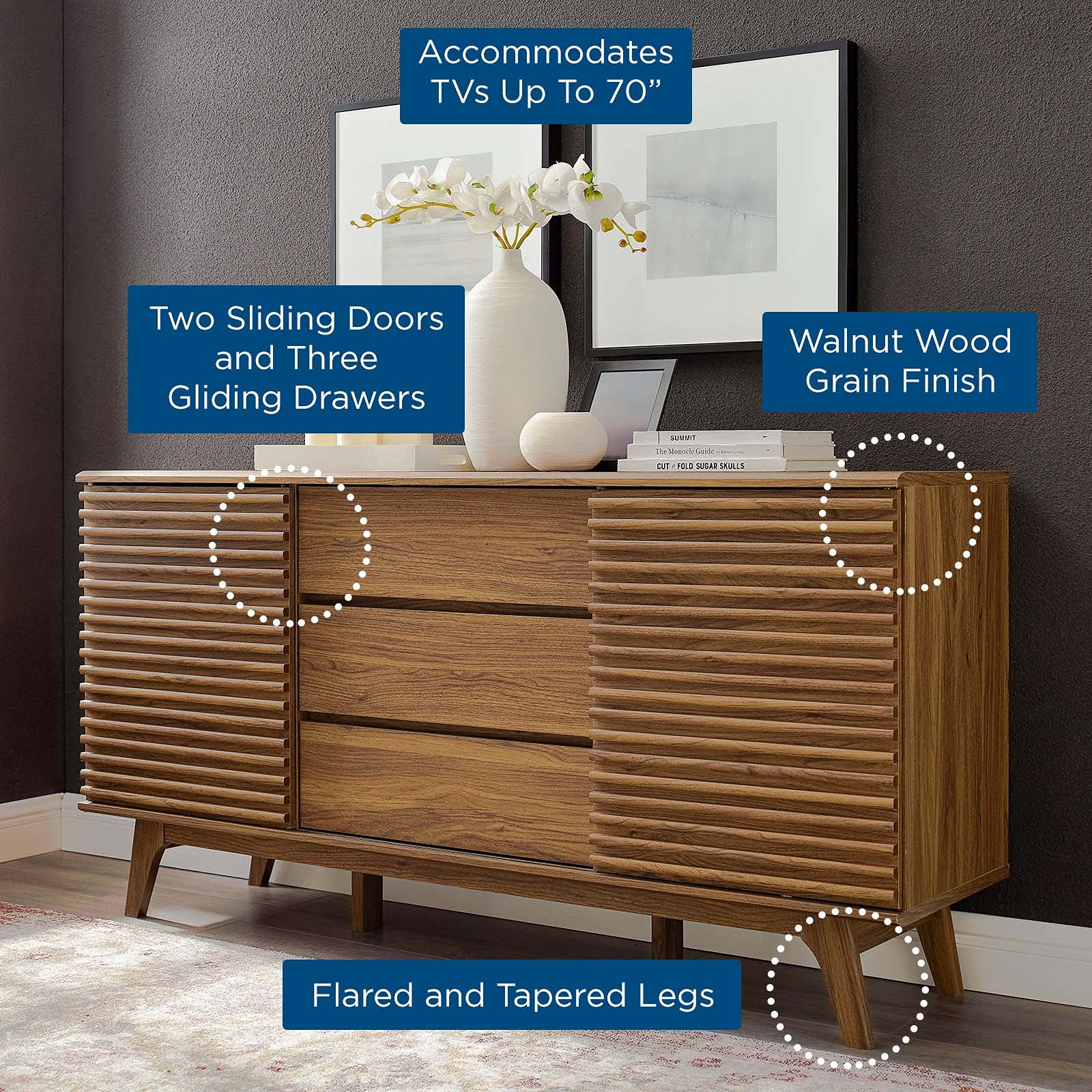 Carson Carrington Lagered Sideboard Buffet Table - Walnut