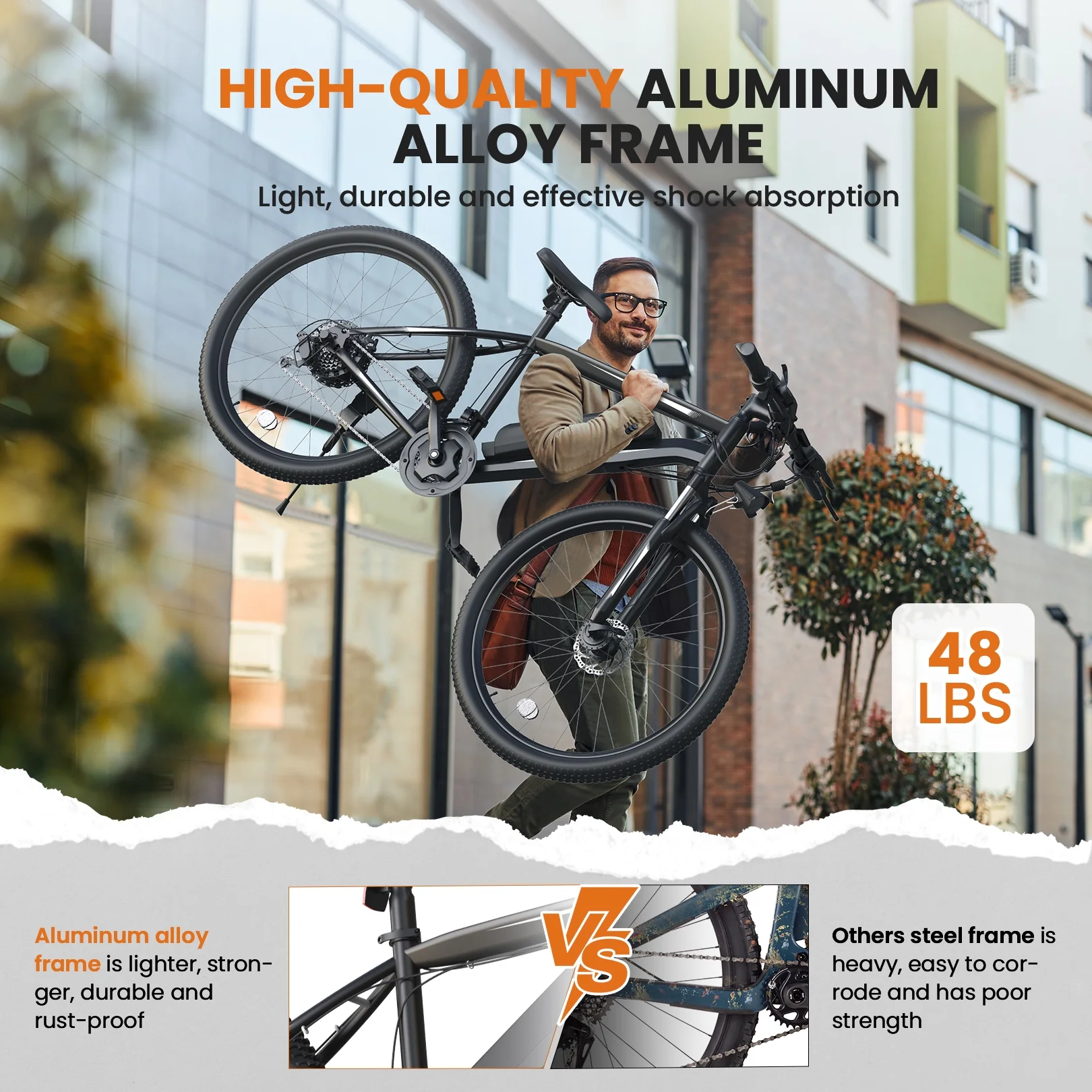 TotGuard 27.5in Electric Mountain Bike, 500W, 48V 10Ah