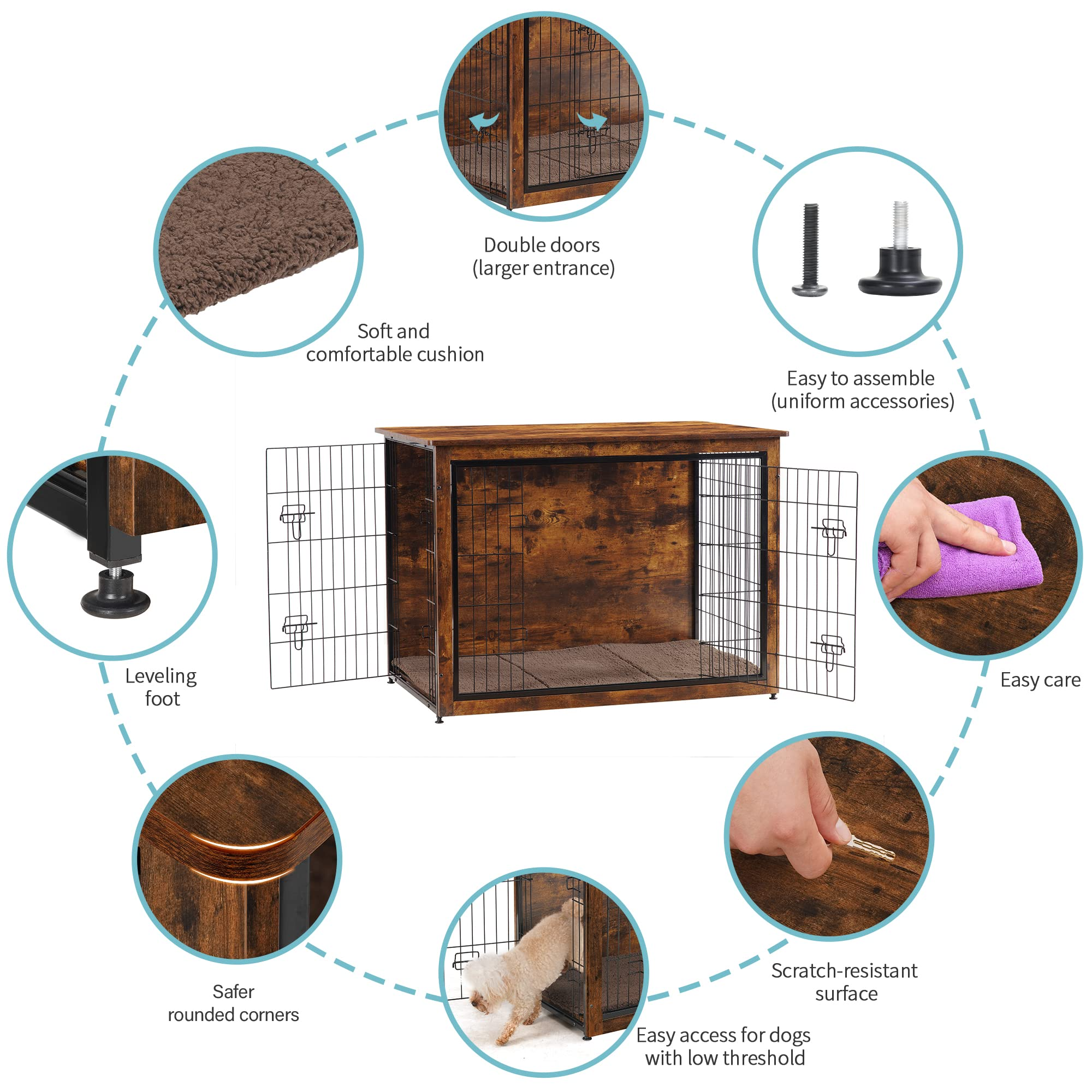 Dog Crate Furniture with Cushion