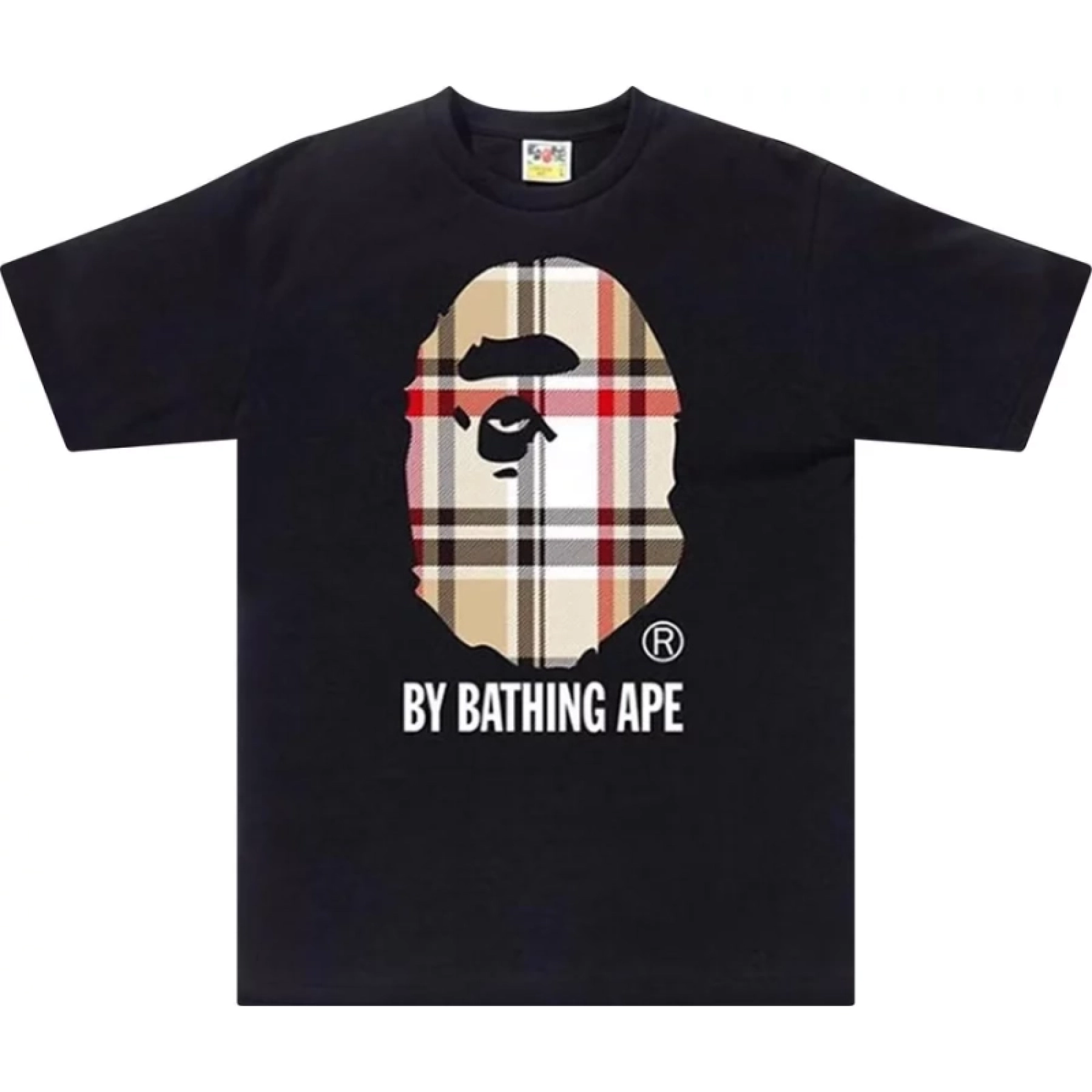 BAPE A Bathing Ape Check by Bathing Tee Black Beige + Purple Brand Fashion Men Jeans