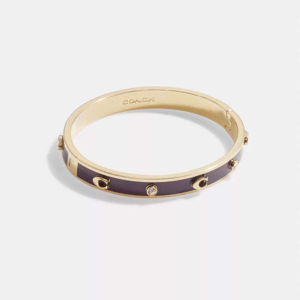 COAthtCH Signature And Stone Hinged Bangle