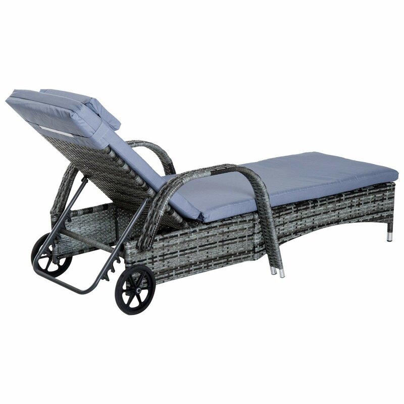 Patio Wicker Chaise Lounge Chair Set