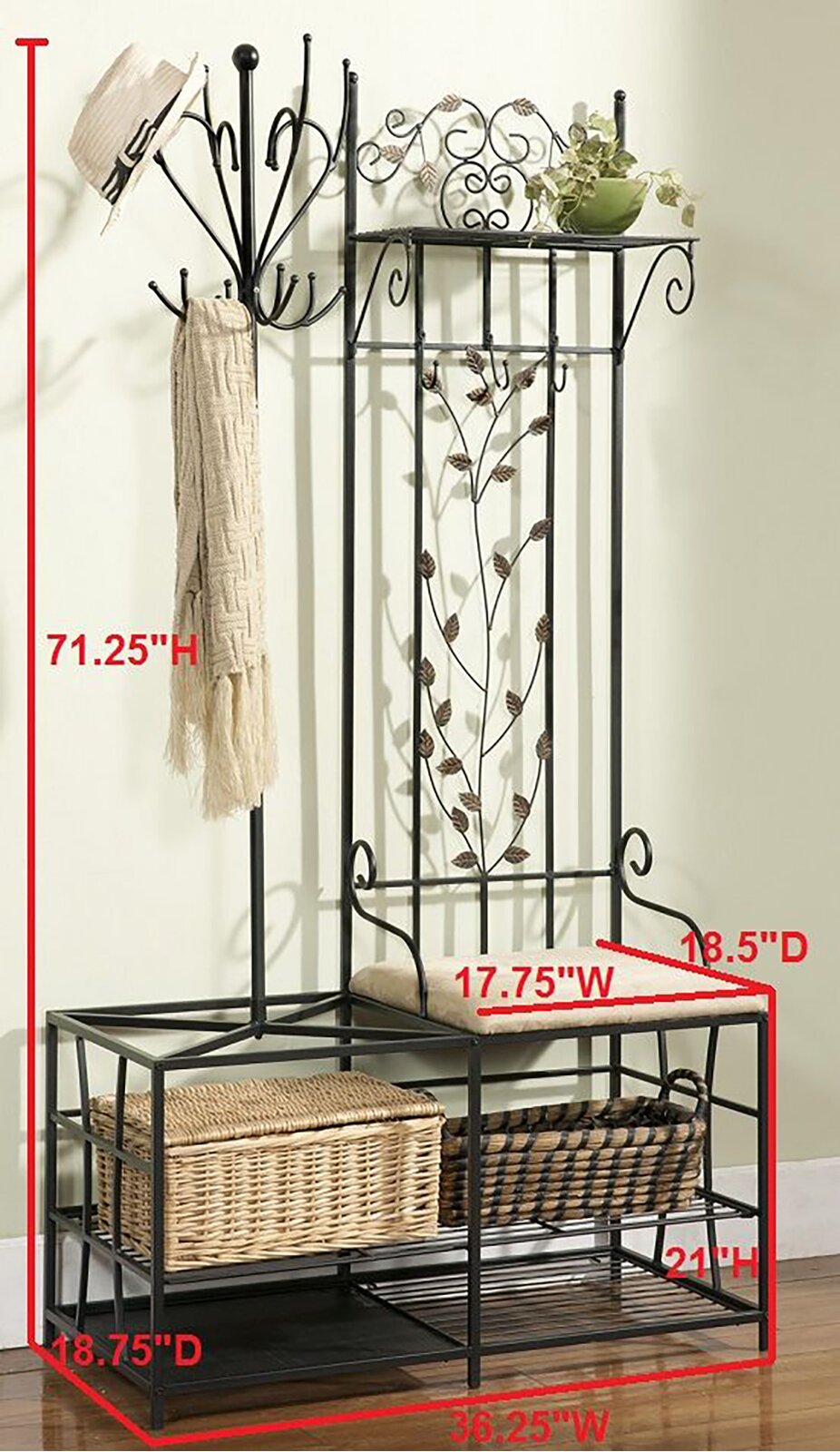 Clift 36.25'' Wide Hall Tree with Shoe Storage