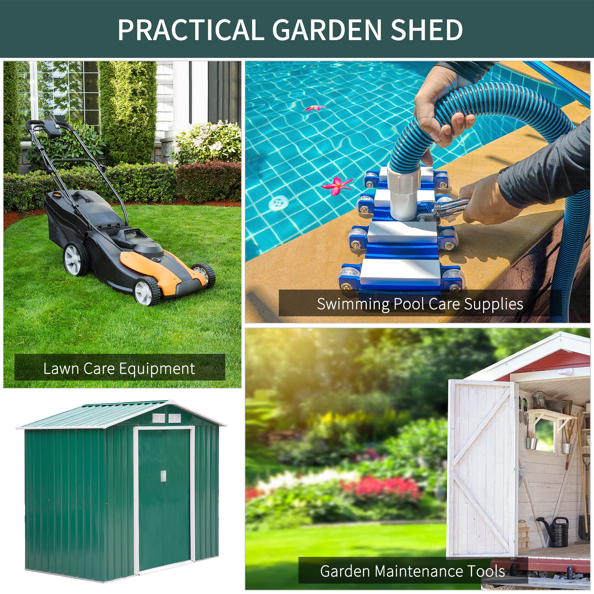 7' x 4' x 6' Garden storage shed metal tool shed with floor