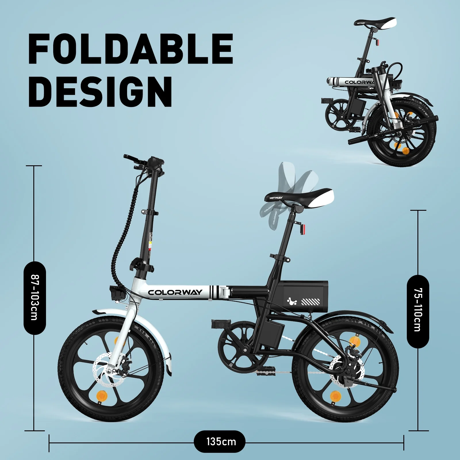 COLORWAY BK35M 16in Folding Electric Bike, 350W