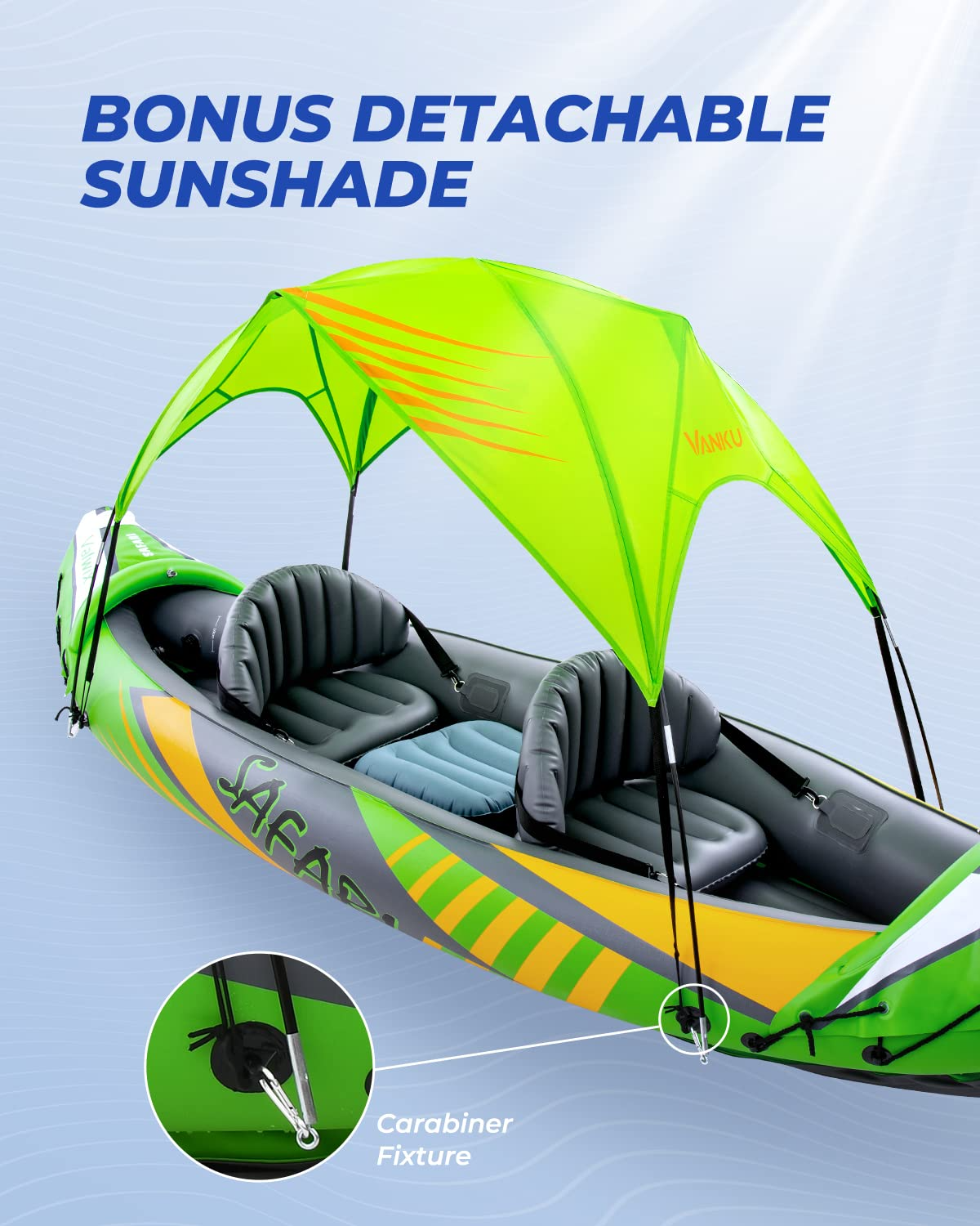 Inflatable Kayak 2 Person with Sun Canopy