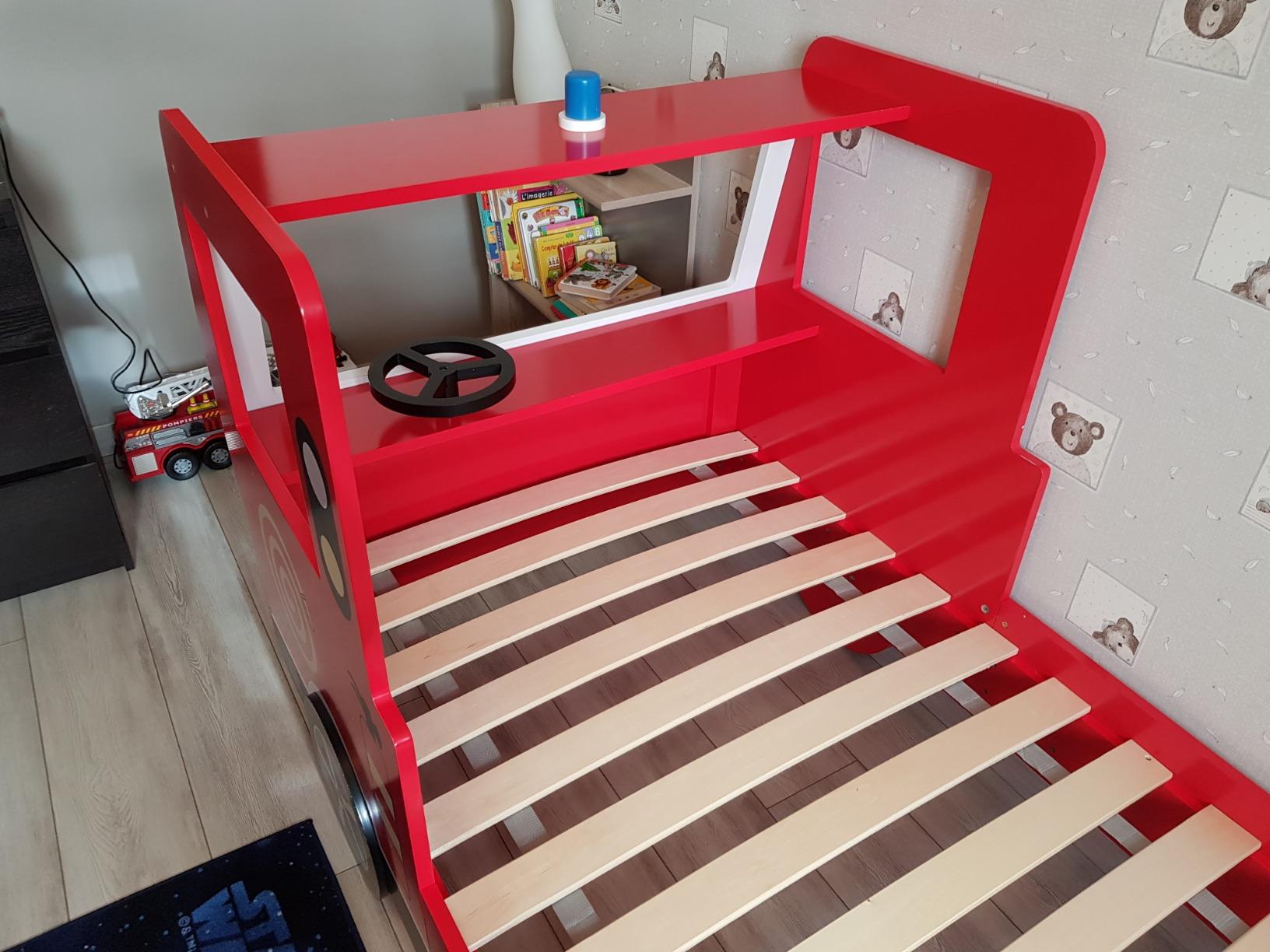 Children's Bed Frame Red Fire Truck Imitation Kids Bed Car