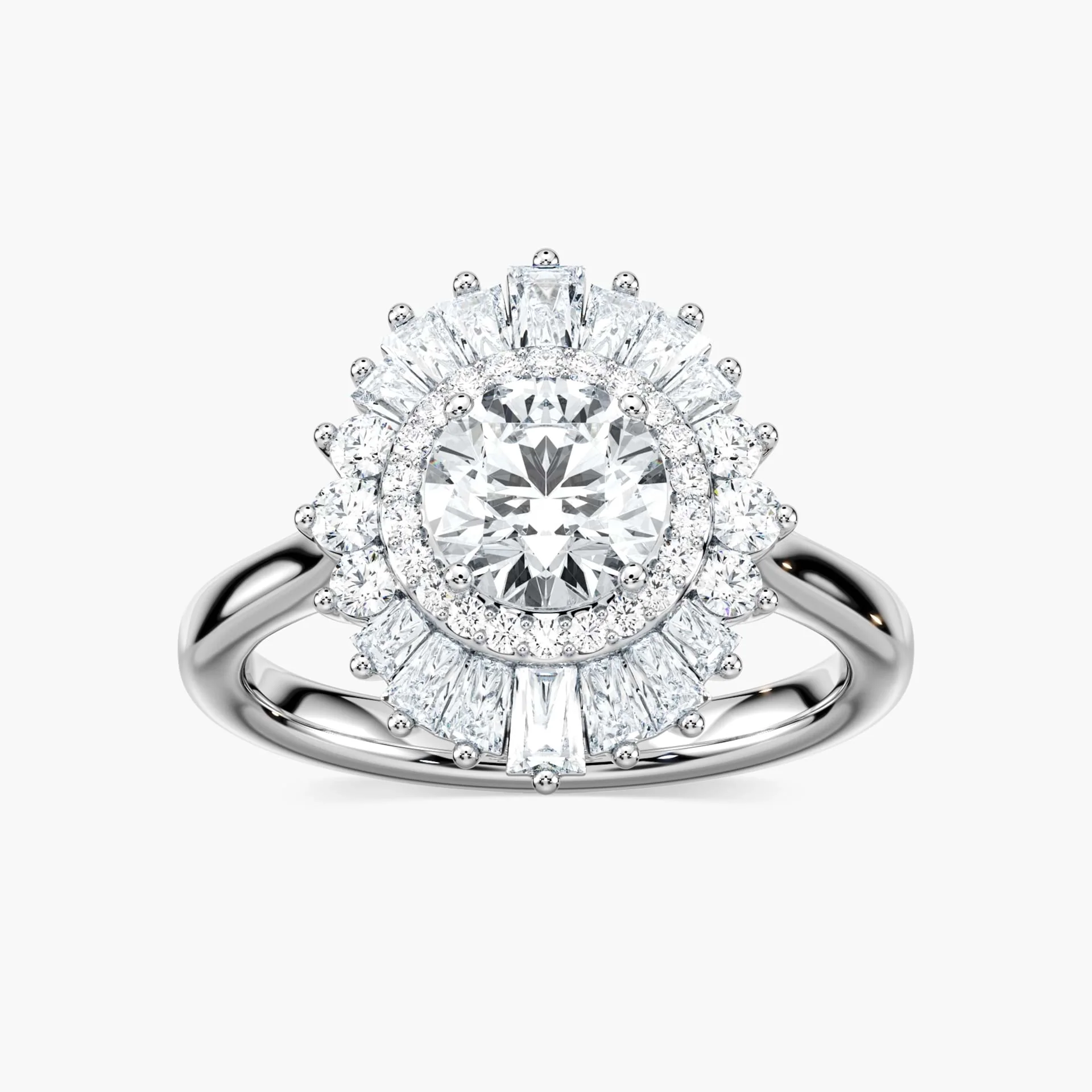 Delphine Round Lab Grown Diamond Ornate Vintage Double Halo Engagement Ring