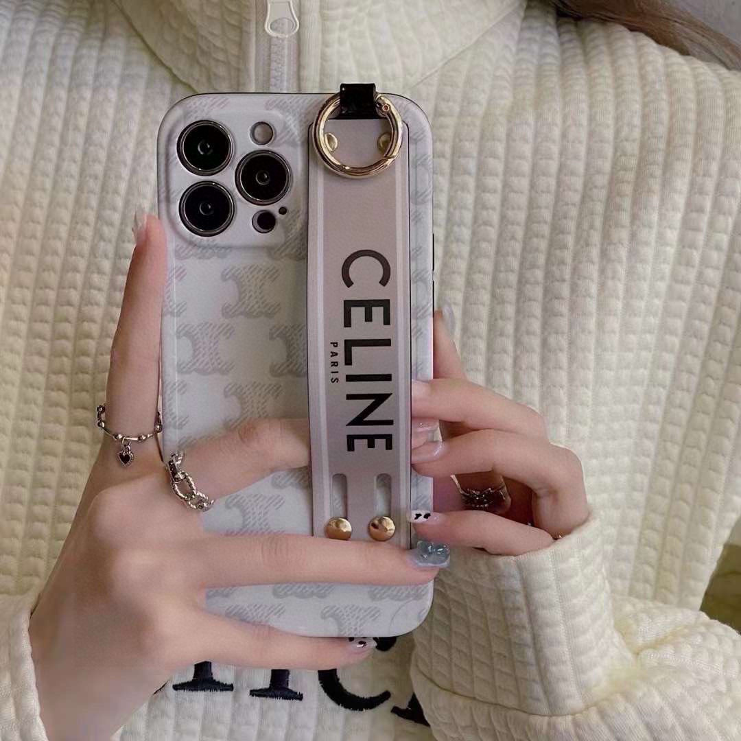 Celine Triomphe Monogram Wrist Strap Luxury Phone Case