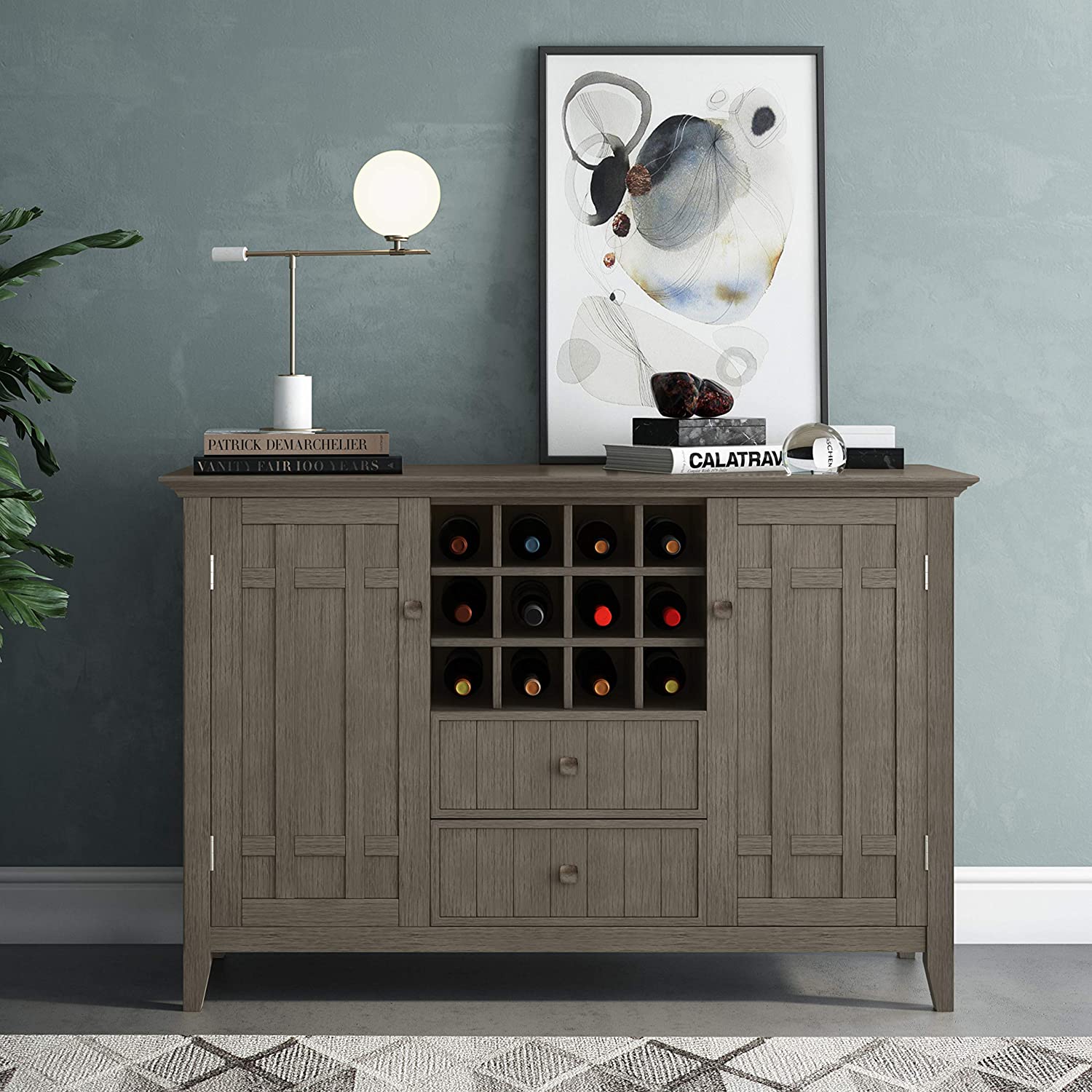 Solid Pine Wood 54 inch Rustic Sideboard Buffet Credenza in