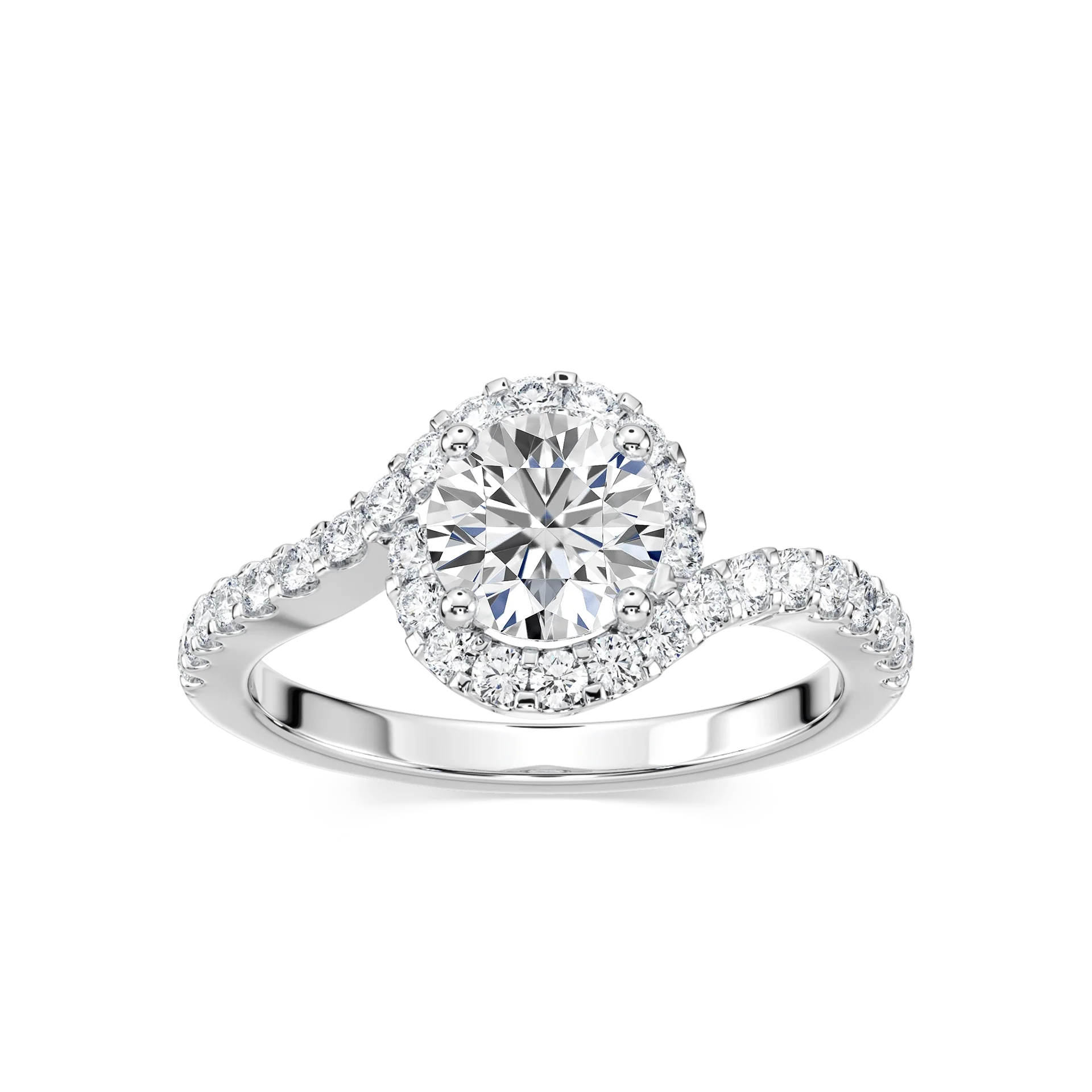 Madison Round Lab Grown Diamond Bypass Halo Engagement Ring