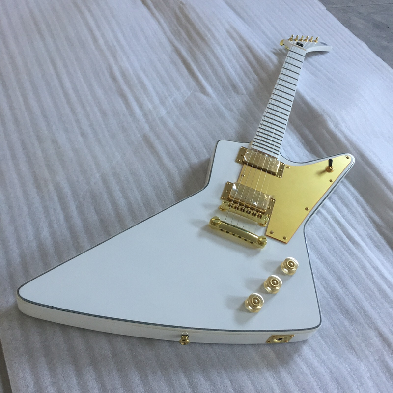 Antique White Lzzy Hale Explorer Electric Guitar Gold Hardware Fixed bridge Top