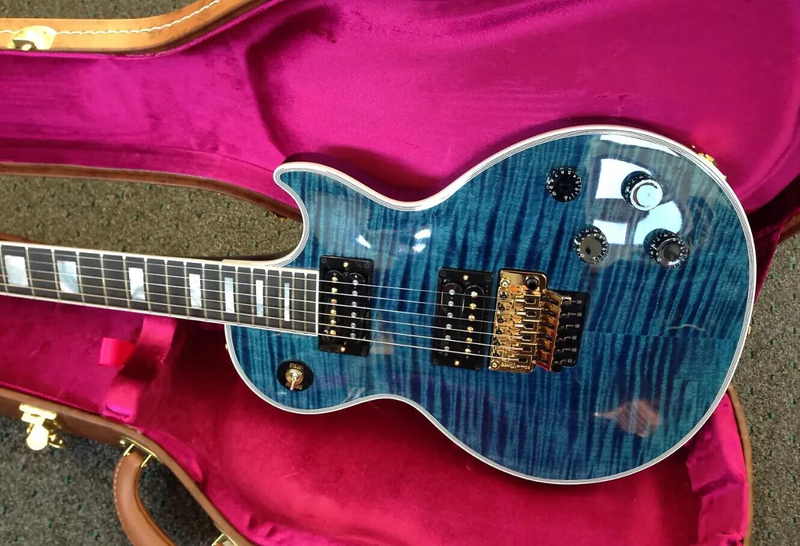 Alex Lifeson Peacock Flame Maple Electric Guitar Floyd Rose Tremolo