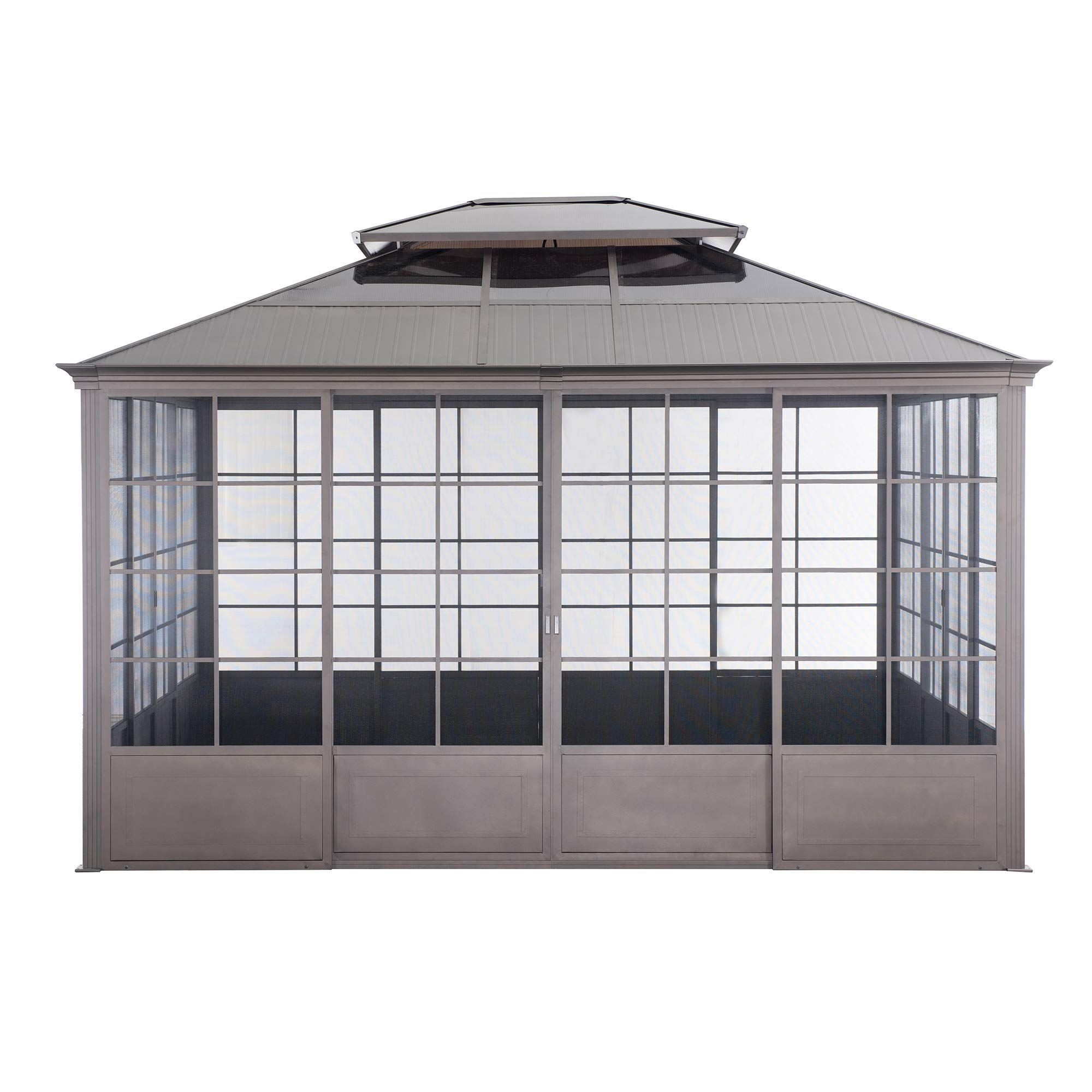 ft. Steel Screenhouse with 2-Tier Hardtop Hot Tub Gazebo