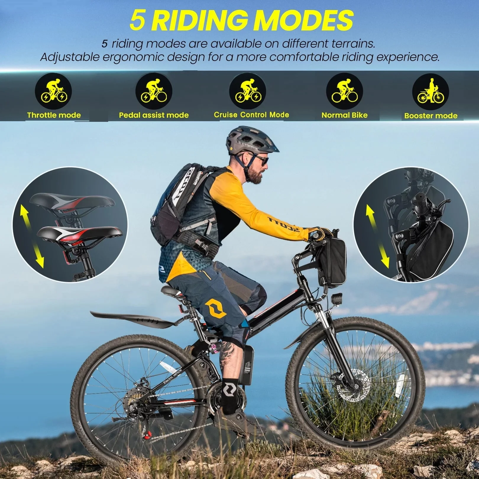 Gocio 26in Folding Electric Commuter Bike, 500W, Full Suspension