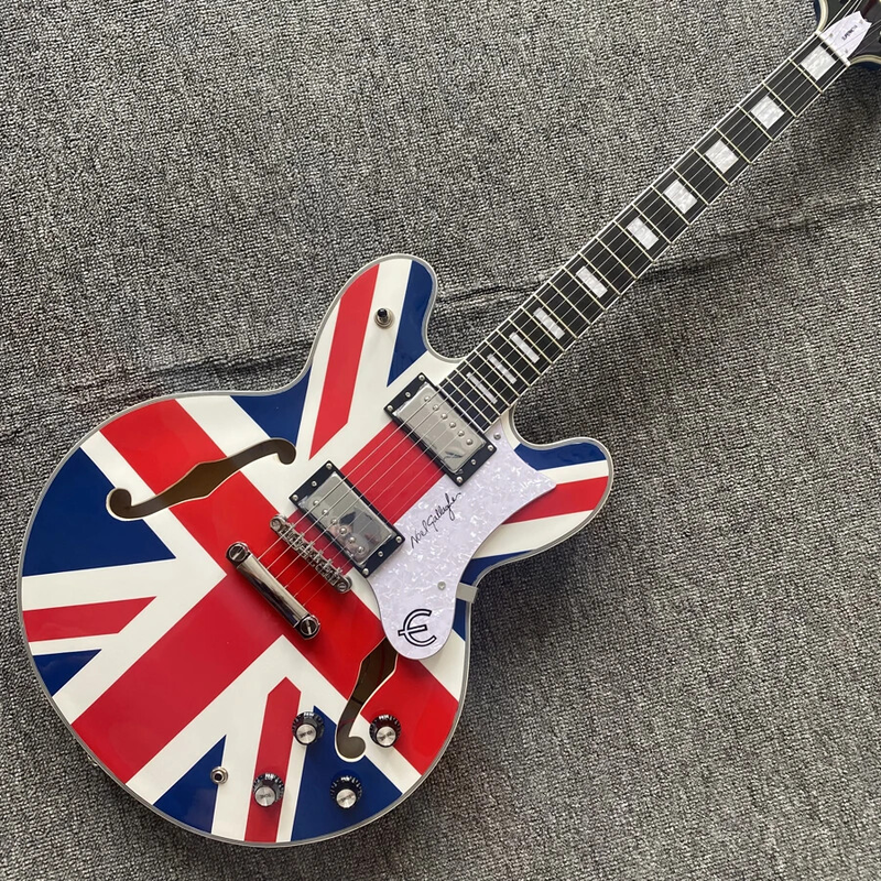Electric Guitar Flag, Double F-holes, Hollow Body, Chrome Alloy Hardware, 6 strings