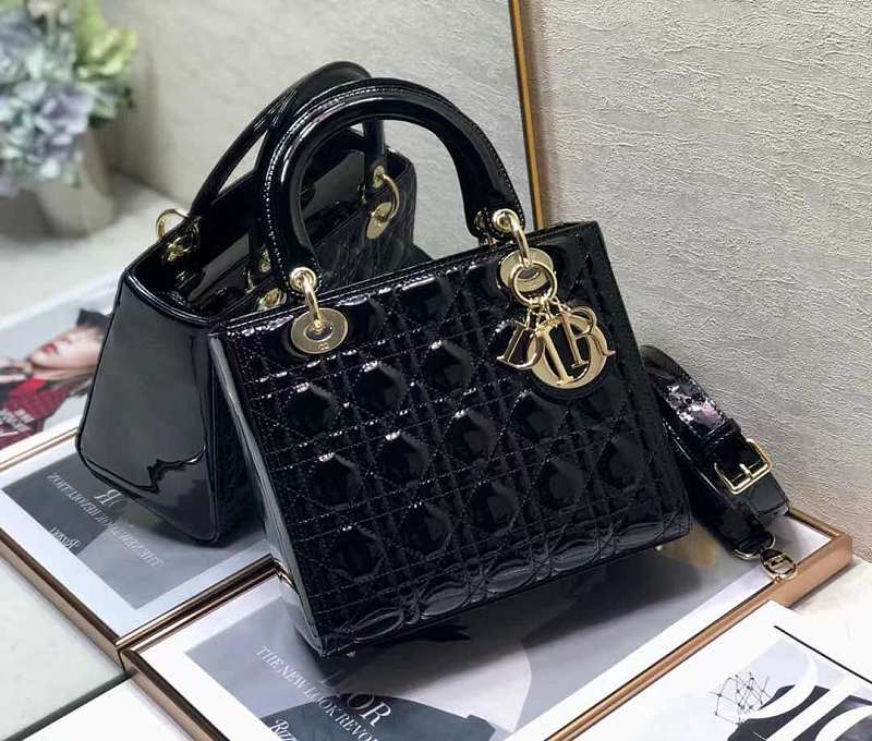 Dior Lady Dior Patent Bag Black