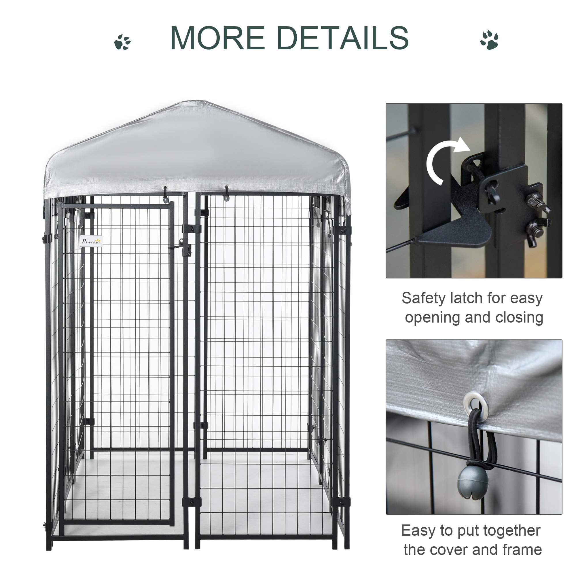 Dog Kennel Steel Fence with UV-Resistant Cloth Roof