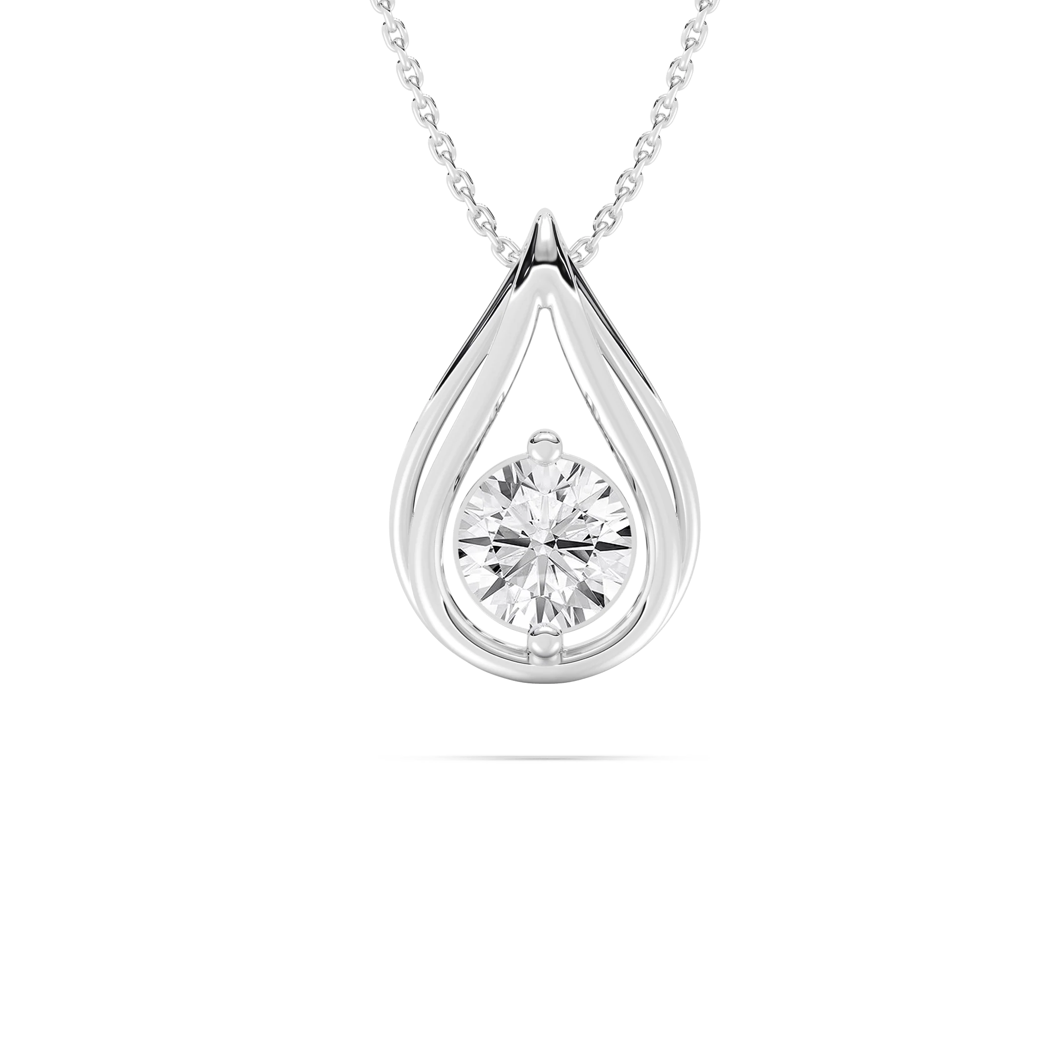 1 ctw Round Lab Grown Diamond Teardrop Pendant  - 18 Inches