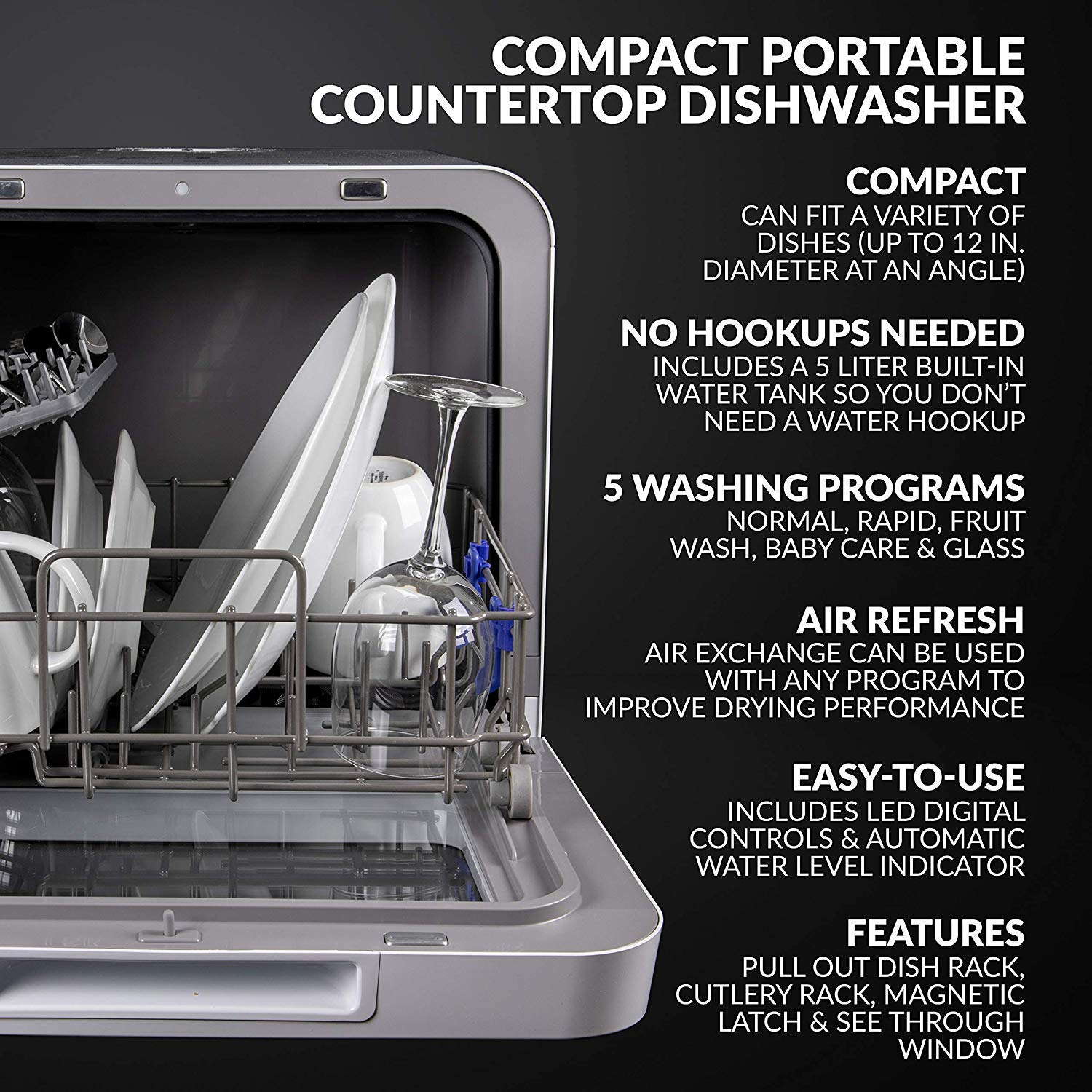 Farberware Complete Countertop Dishwasher with 5-Liter Built-in