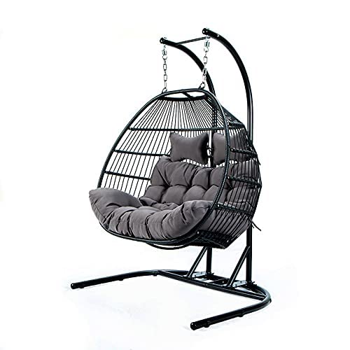 Double Hanging Egg Chair Swing - Hanging Wicker Rattan Swing