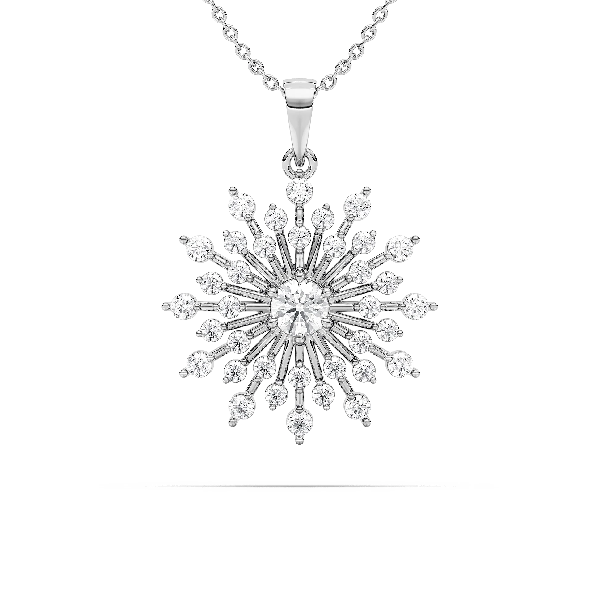 1 5/8 ctw Round Lab Grown Diamond Vintage Snowflake Pendant  - 18 Inches