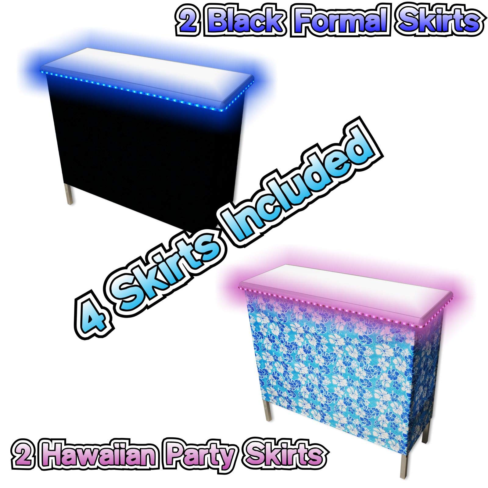 Folding Portable Party Bar withColor-Changing LED Lights, Black