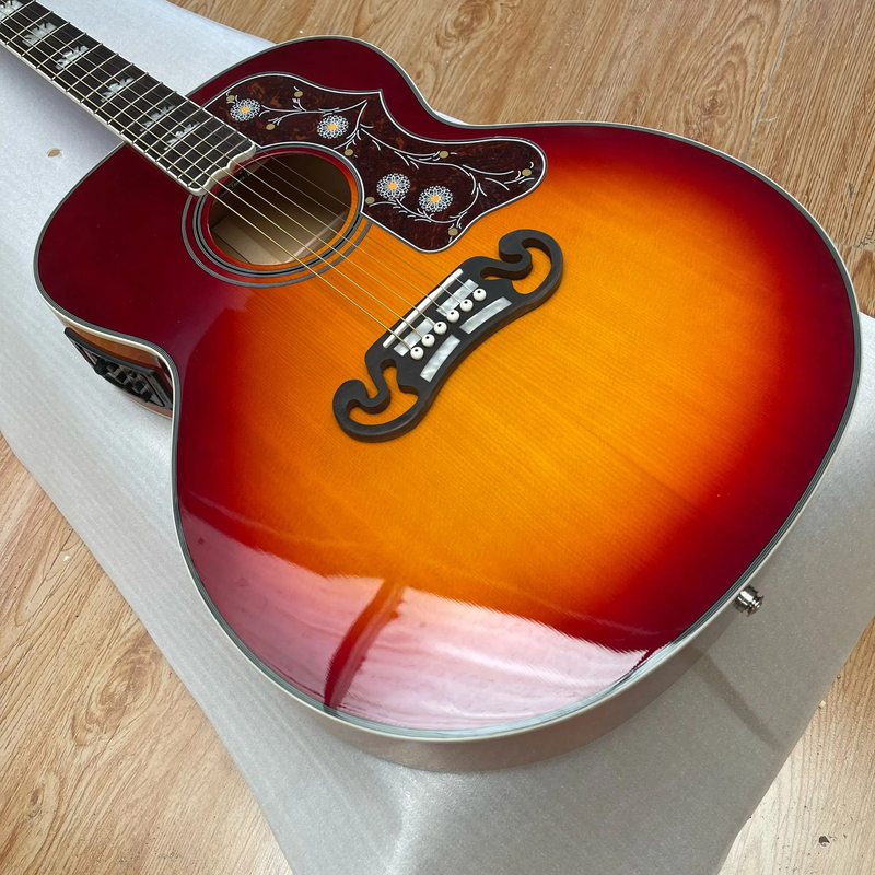 Free Shipping Acoustic  Guitar 43# Jumbo Body Spruce Top Real Abalone