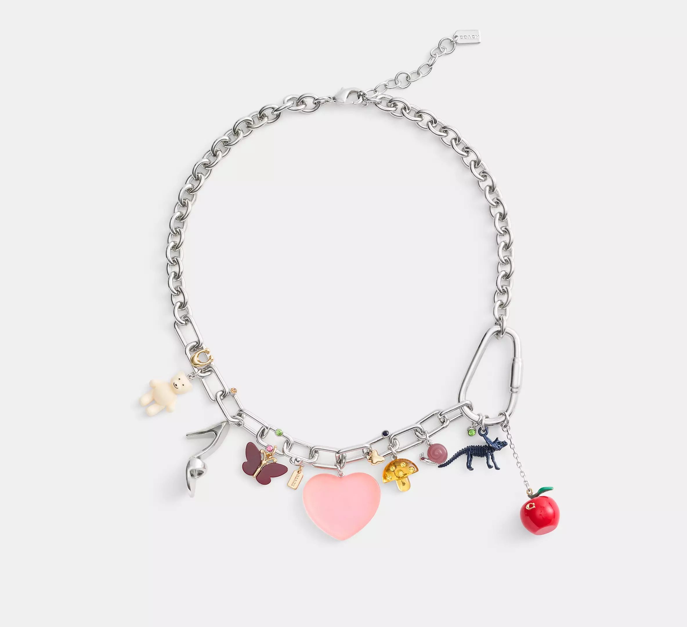 Heart And Teddy Bear Statement Charm Necklace