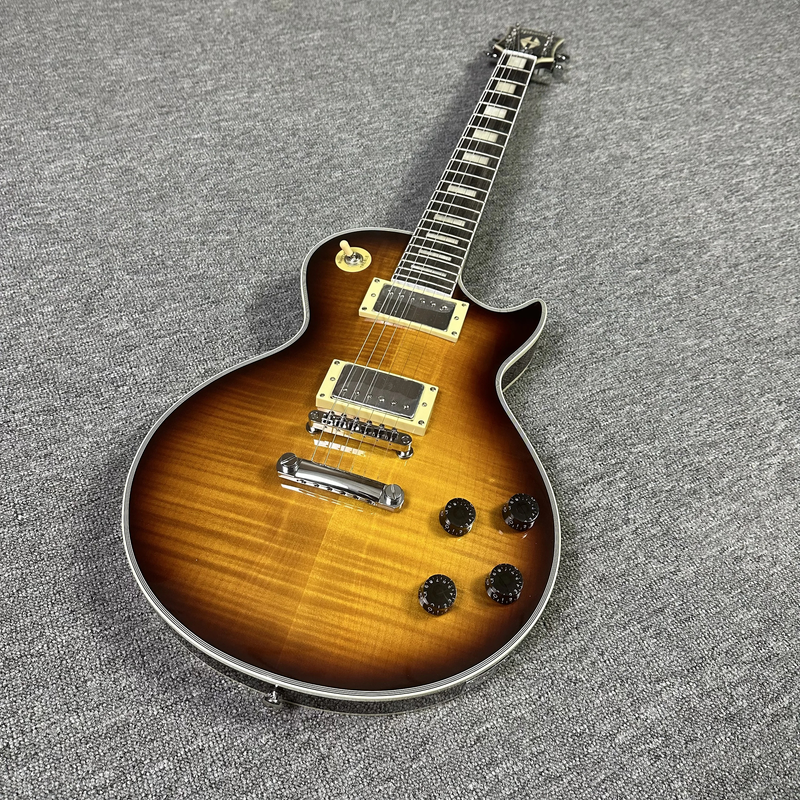 High Quality LP Electric Guitar Brown Sunburst Color,flamed Maple Top