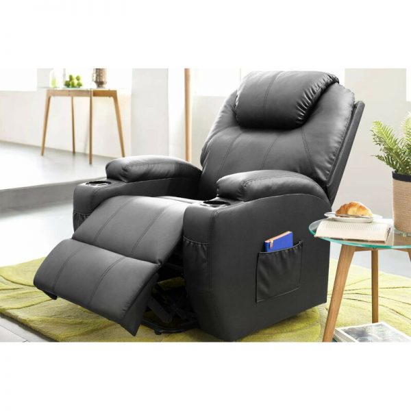 Faux Leather Power Reclining Heated Massage Chair